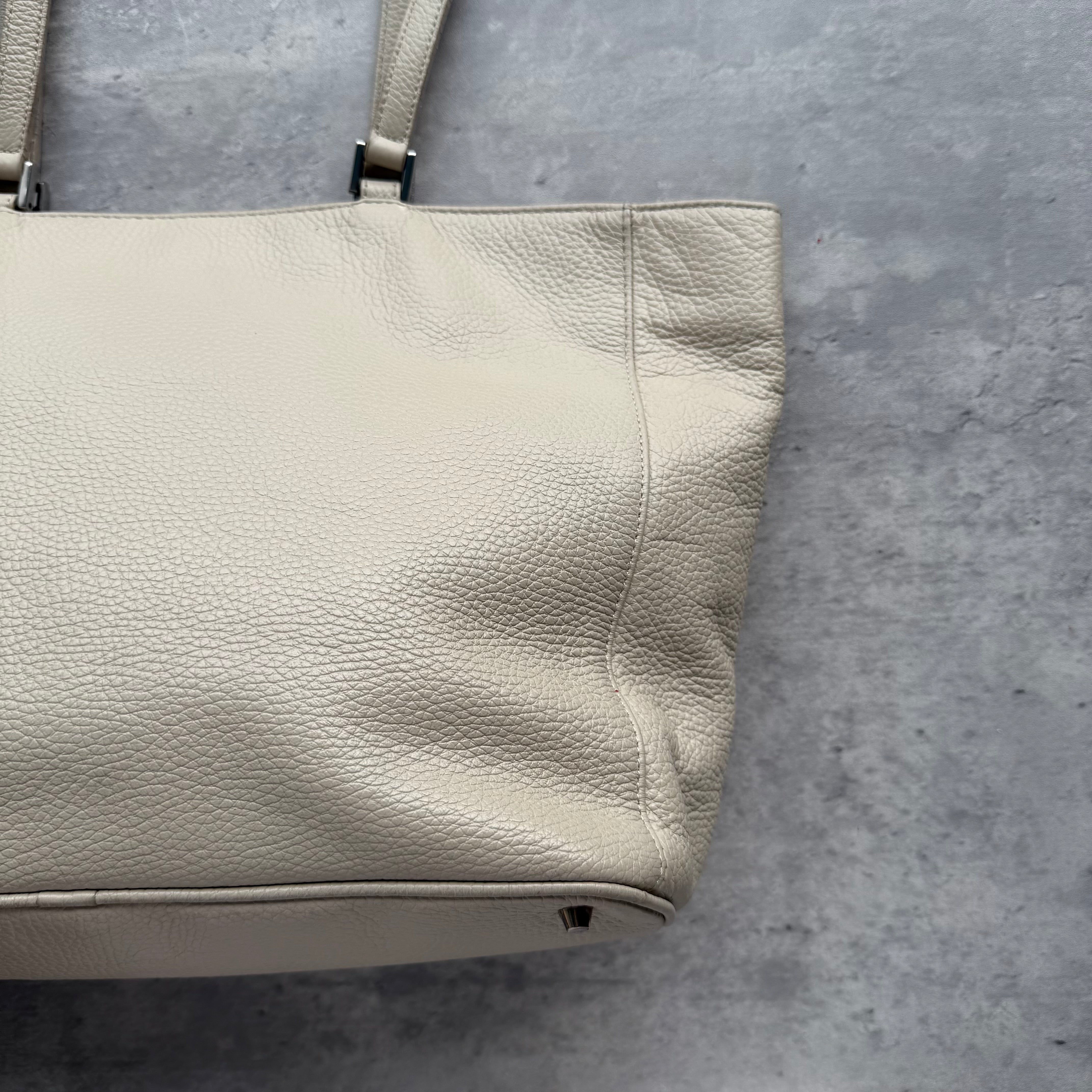 Furla White Pebbled Leather Tote Bag White