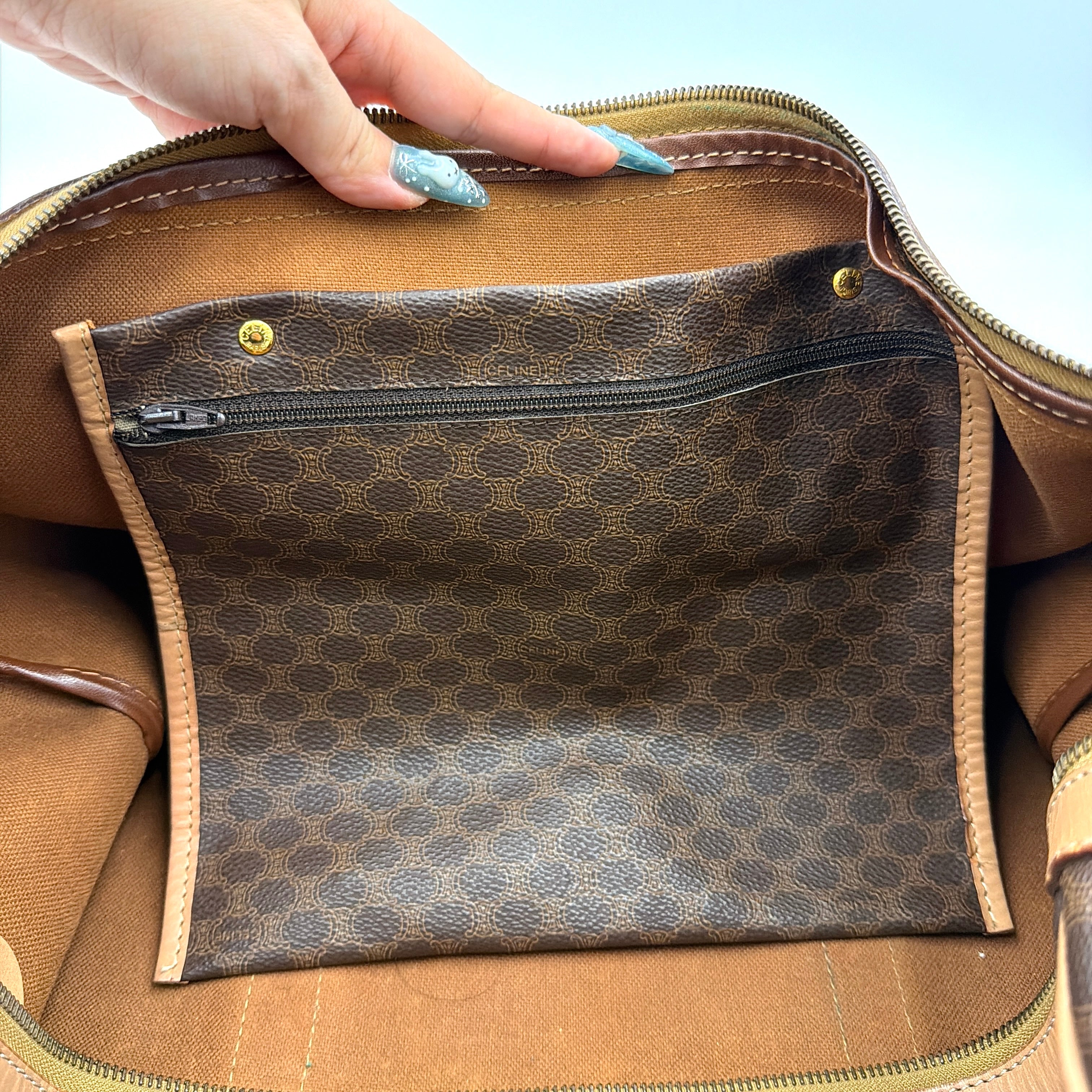 Celine Macadam Triomphe Duffle Bag Beige/Brown