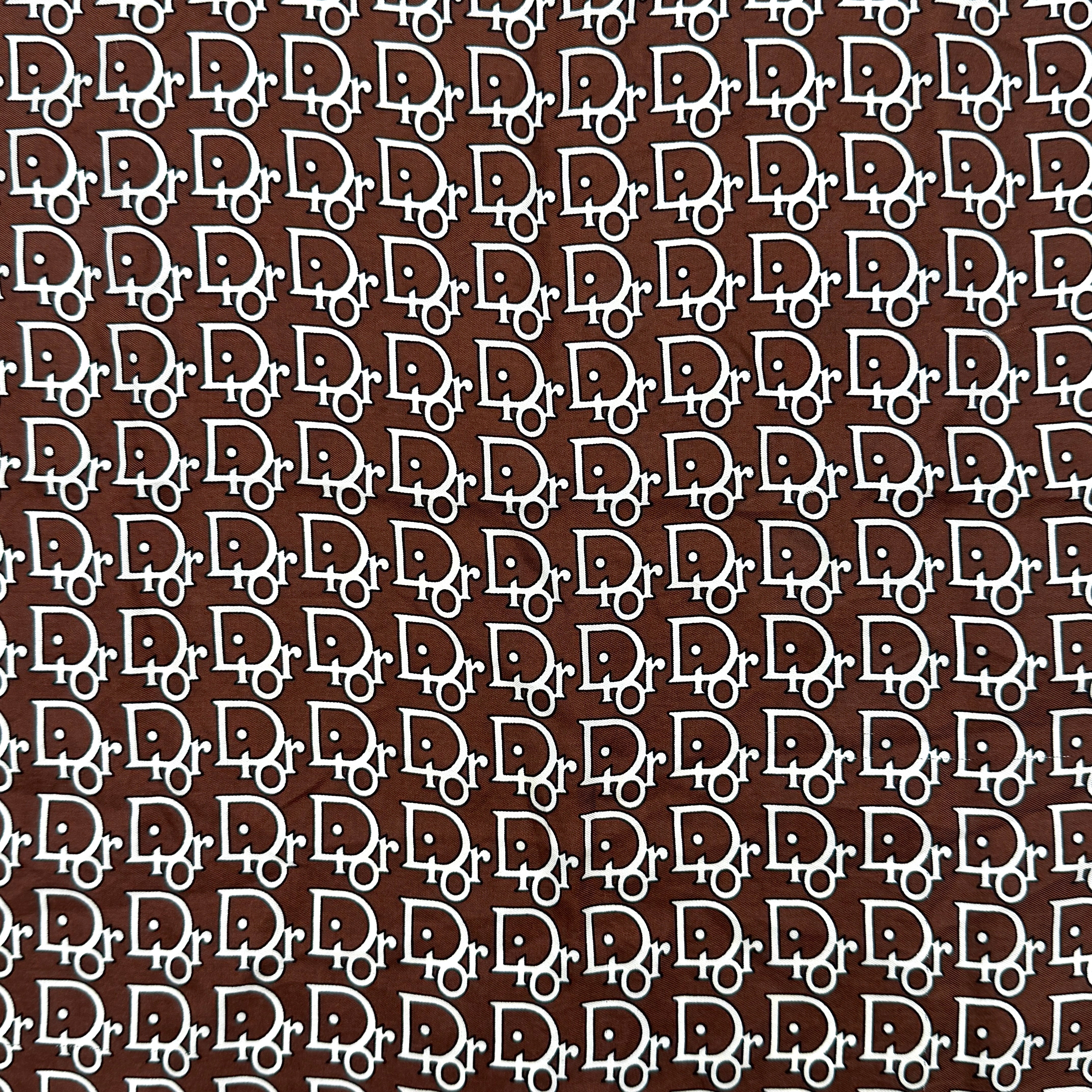 Dior Monogram Logo Silk Scarf Brown/White