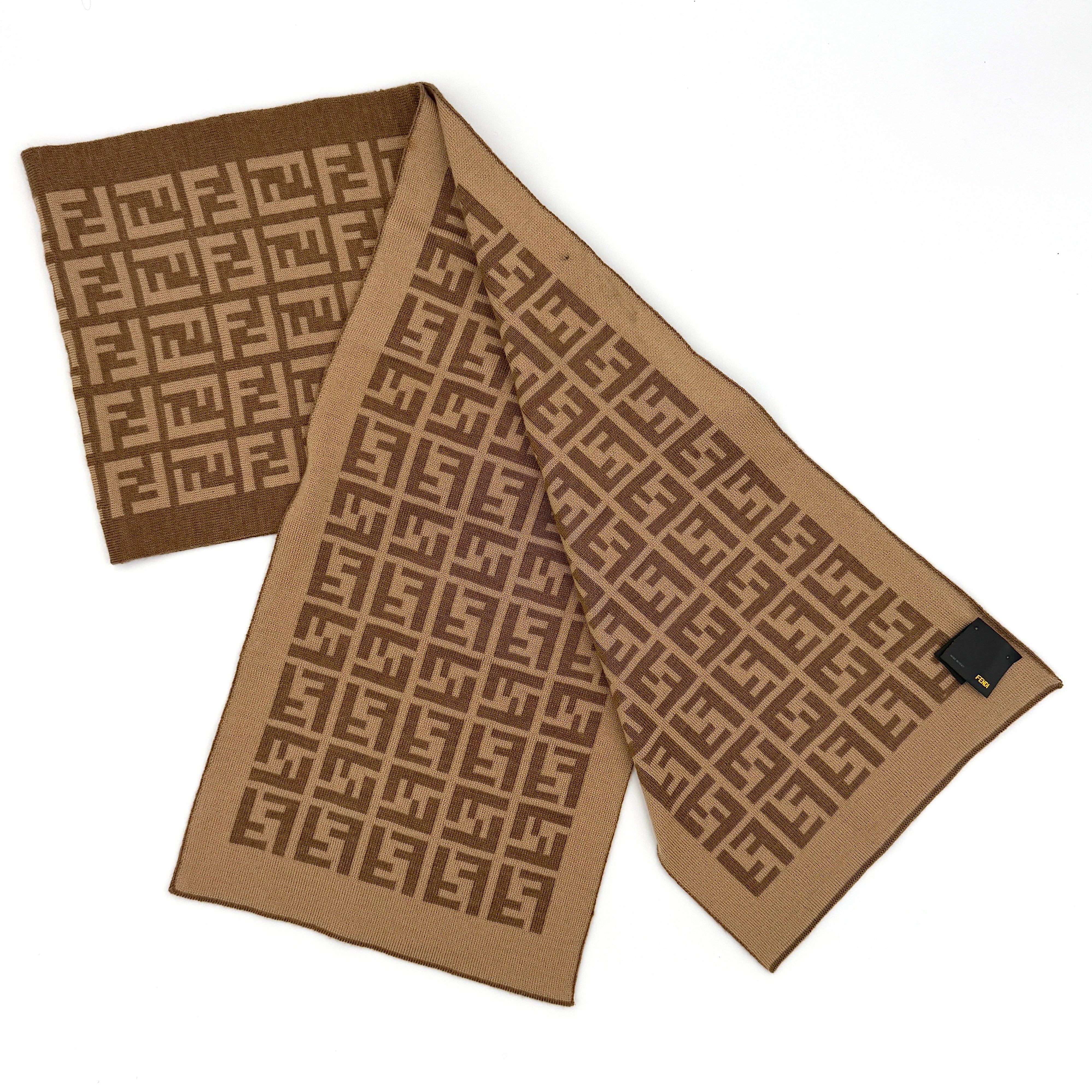Fendi FF Wool Scarf Brown/Beige