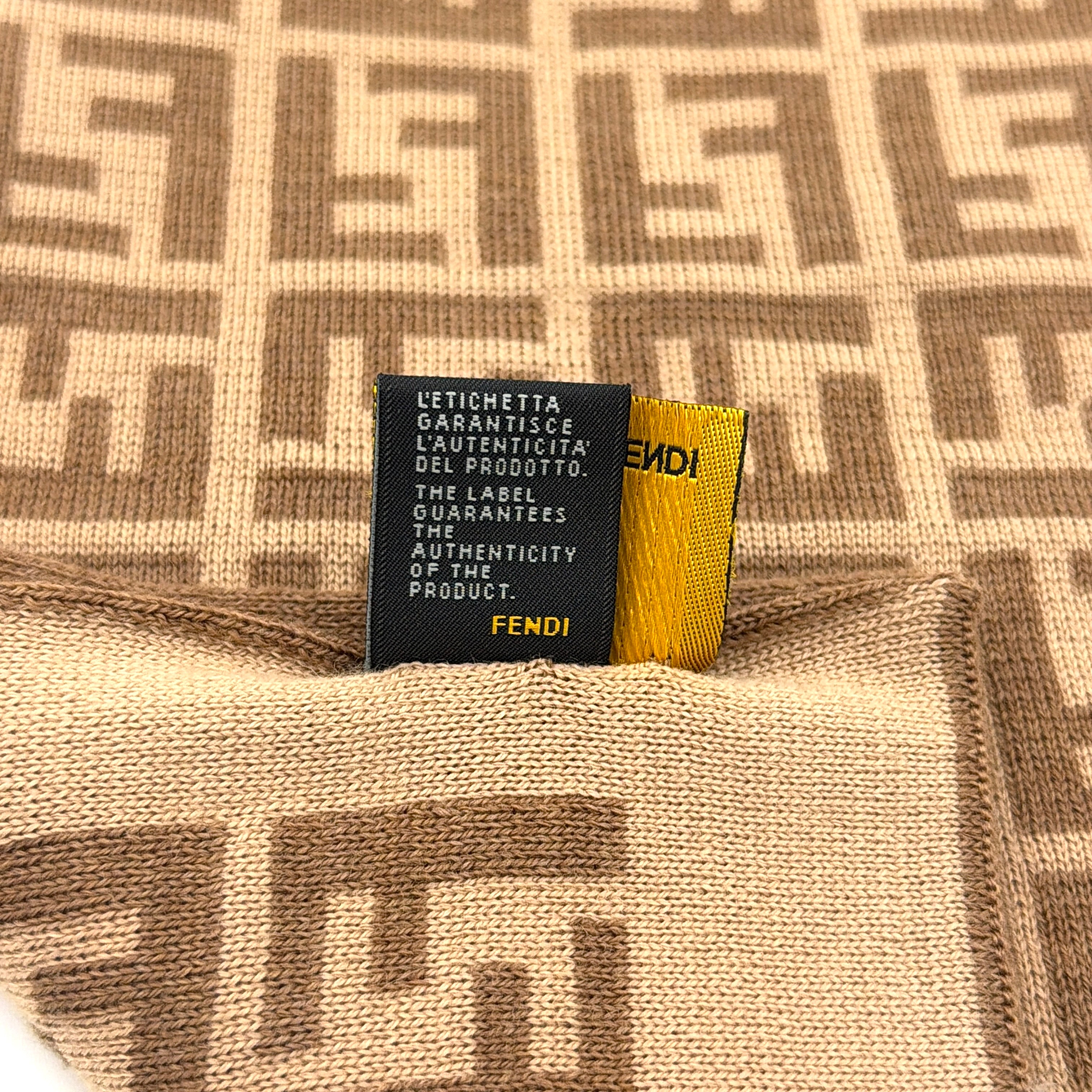 Fendi FF Wool Scarf Brown/Beige