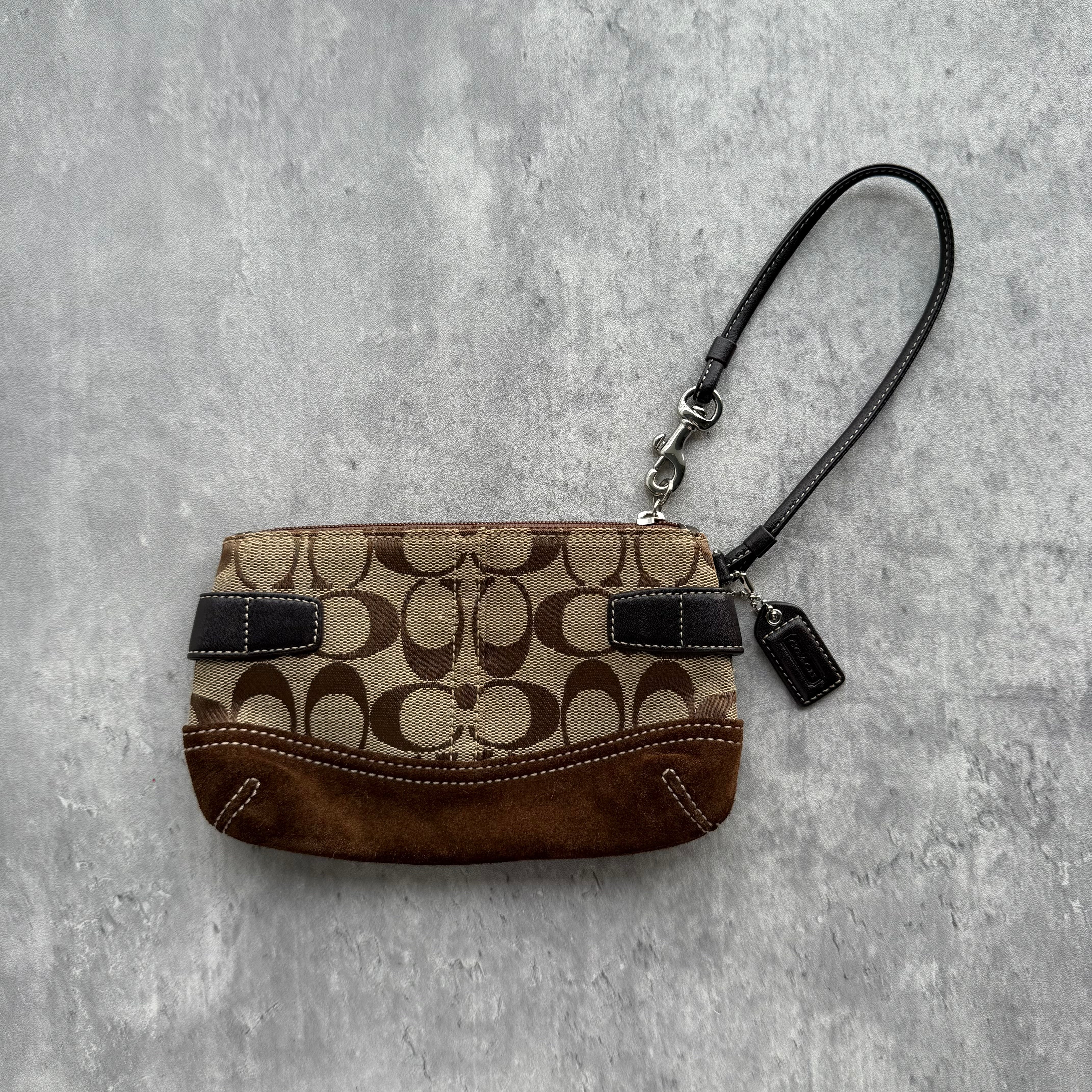 Coach Signature Y2K Soho Buckle Wristlet Brown