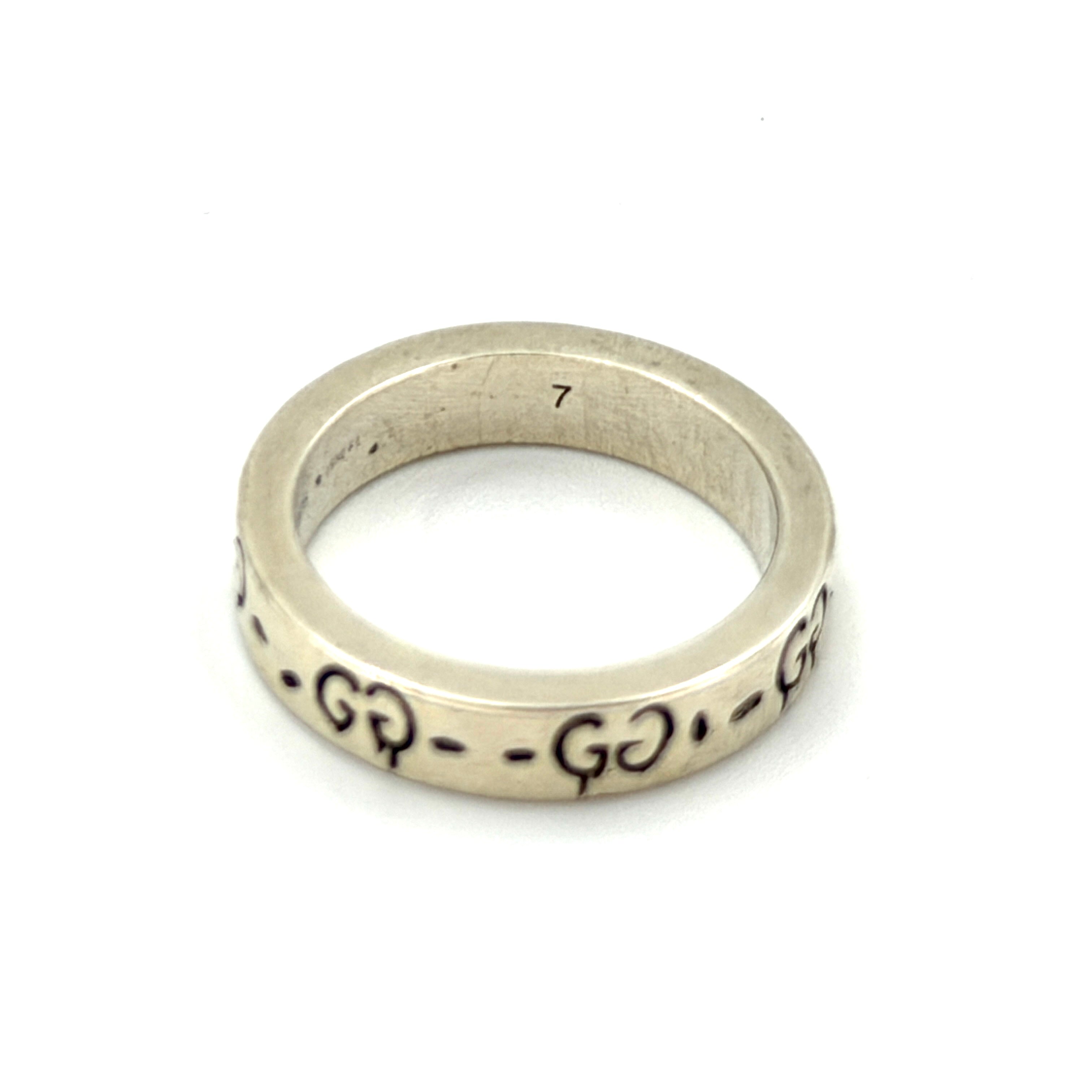 Gucci GG Monogram Ghost Ring Silver
