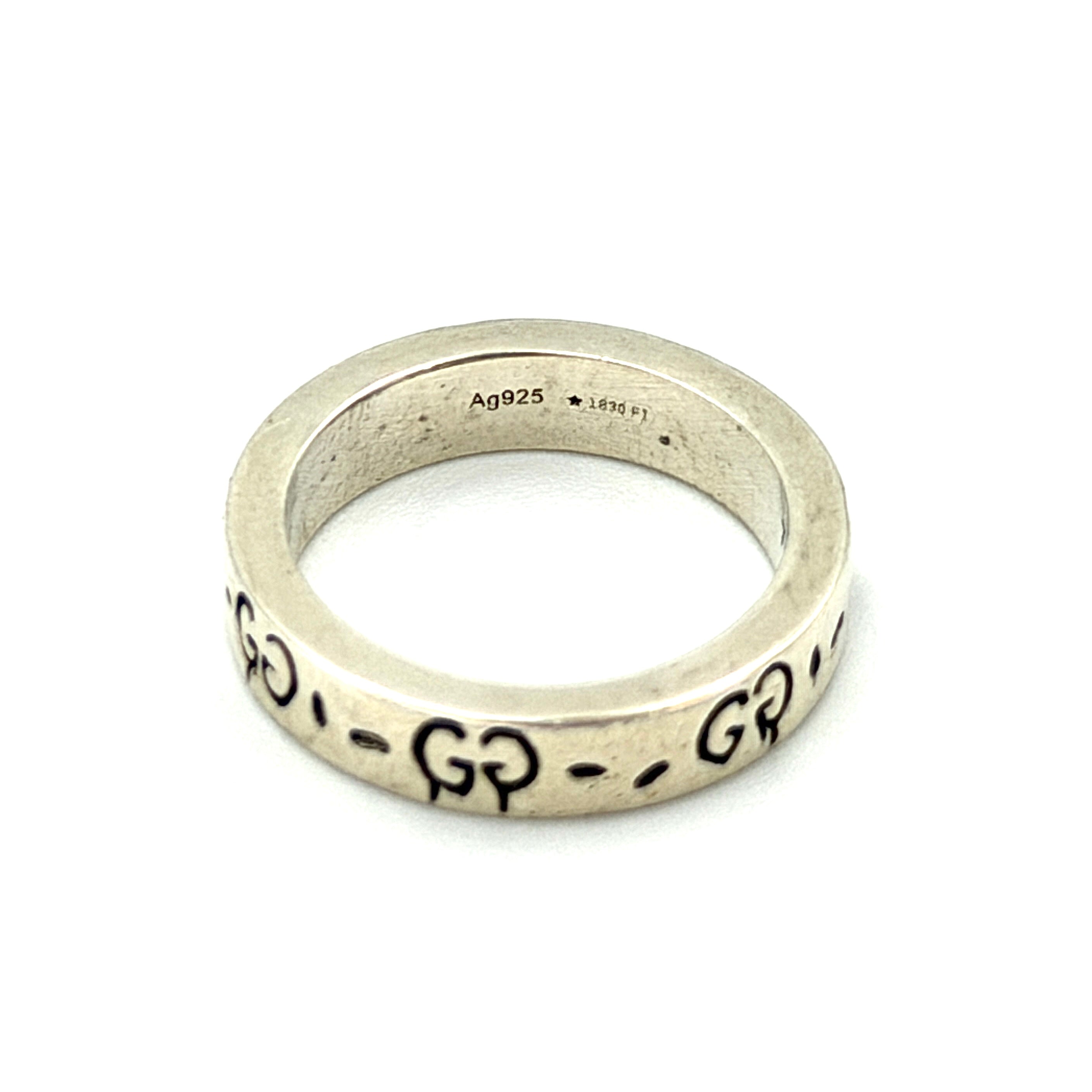 Gucci GG Monogram Ghost Ring Silver