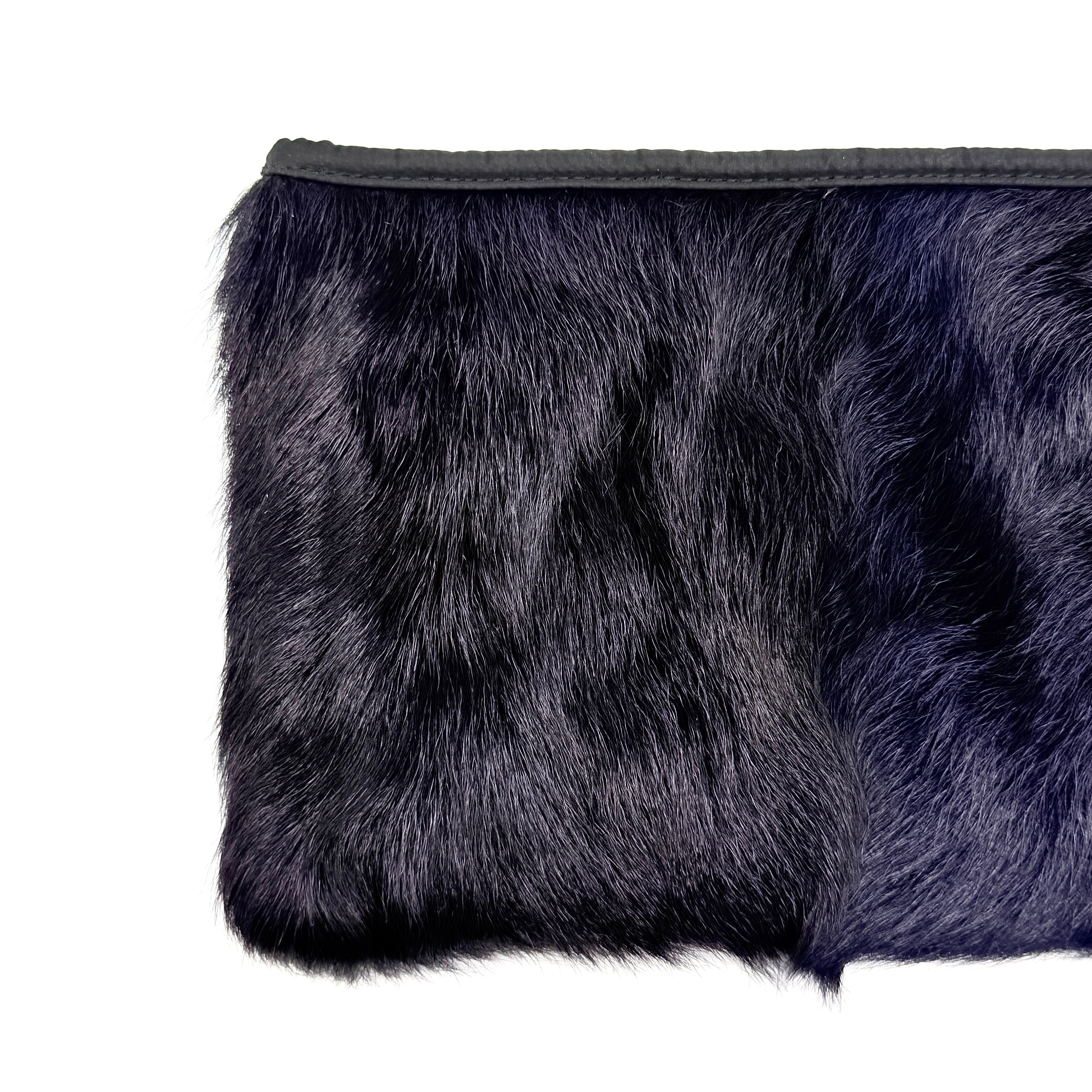 Prada Sport Mink Fur Nylon Pouch Dark Purple
