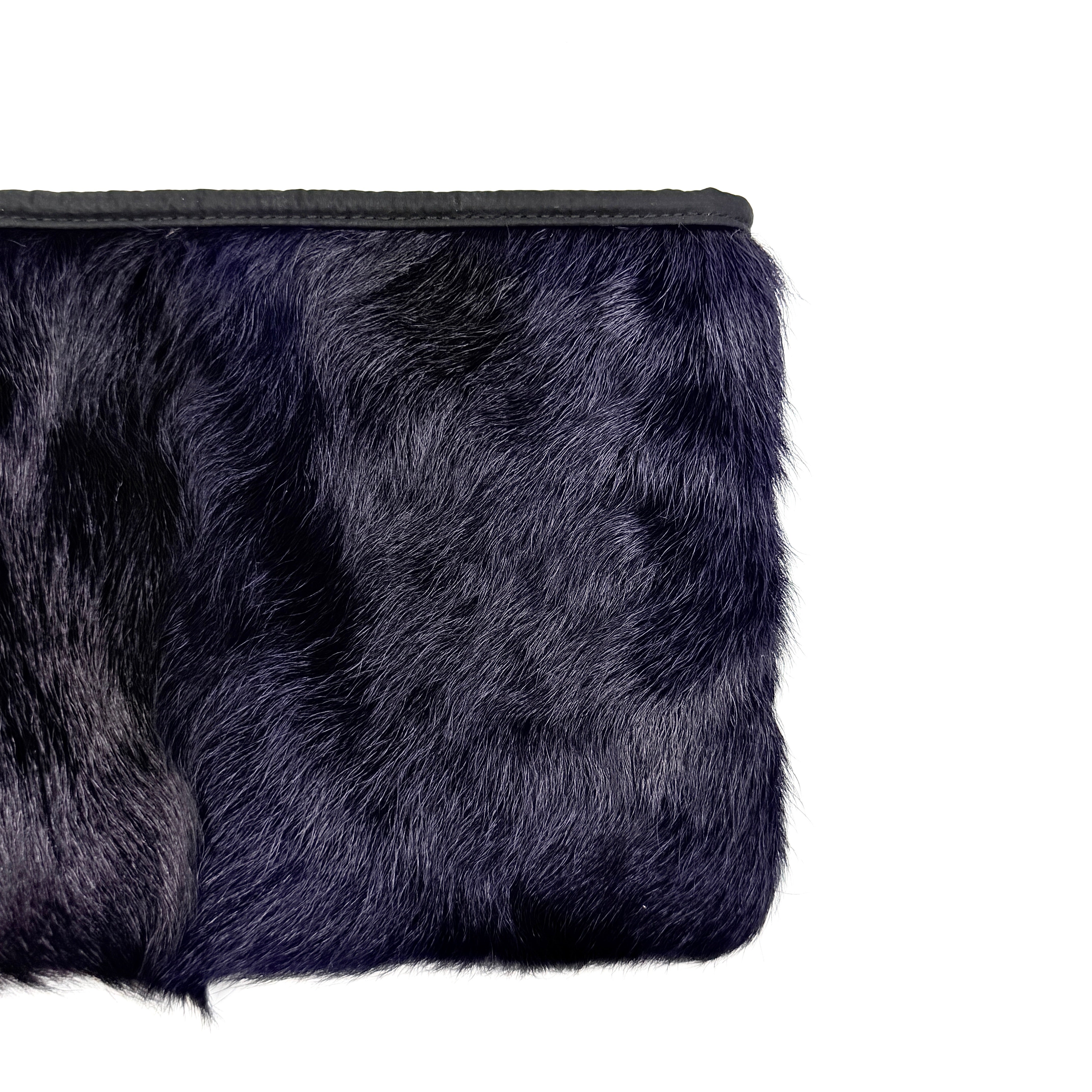 Prada Sport Mink Fur Nylon Pouch Dark Purple