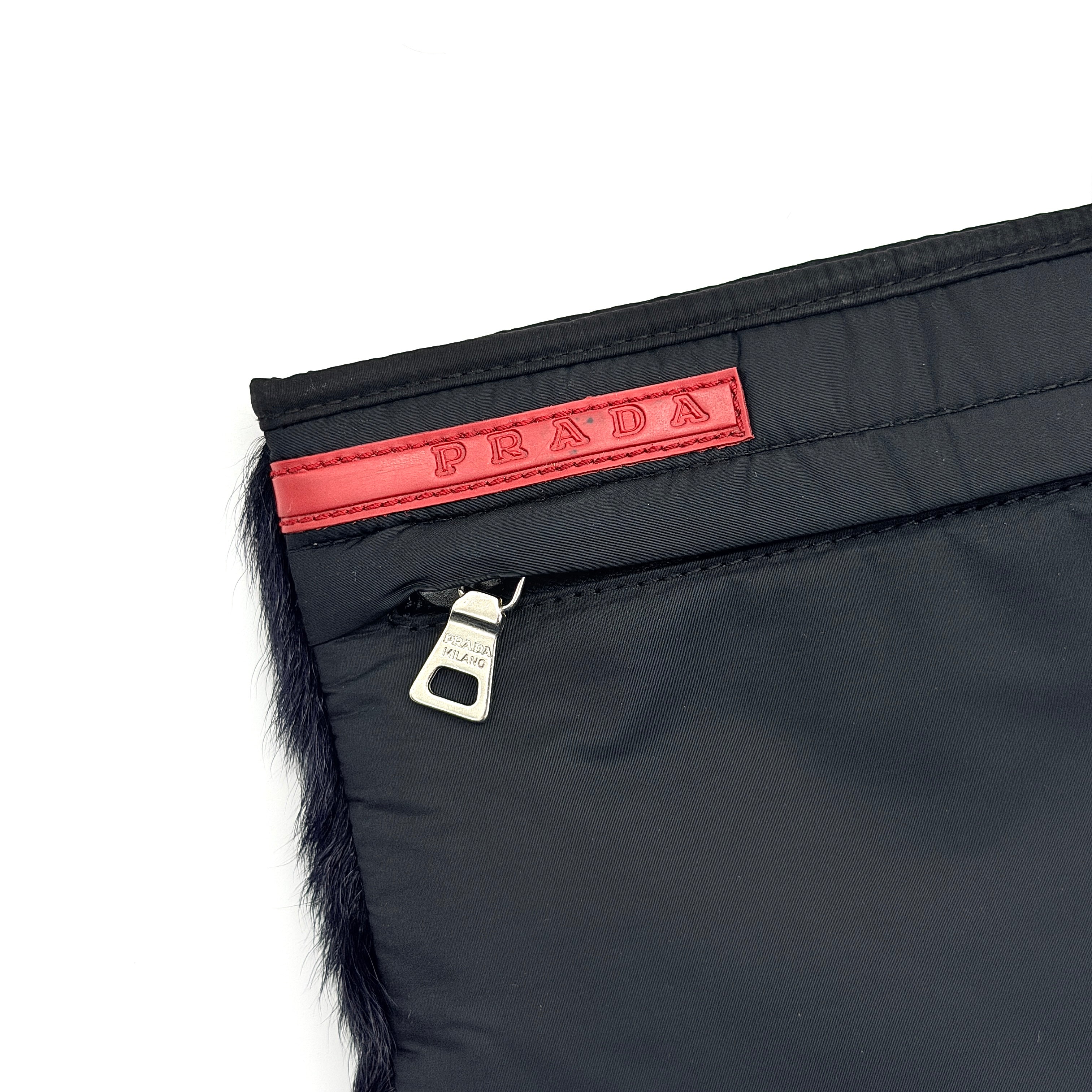Prada Sport Mink Fur Nylon Pouch Dark Purple