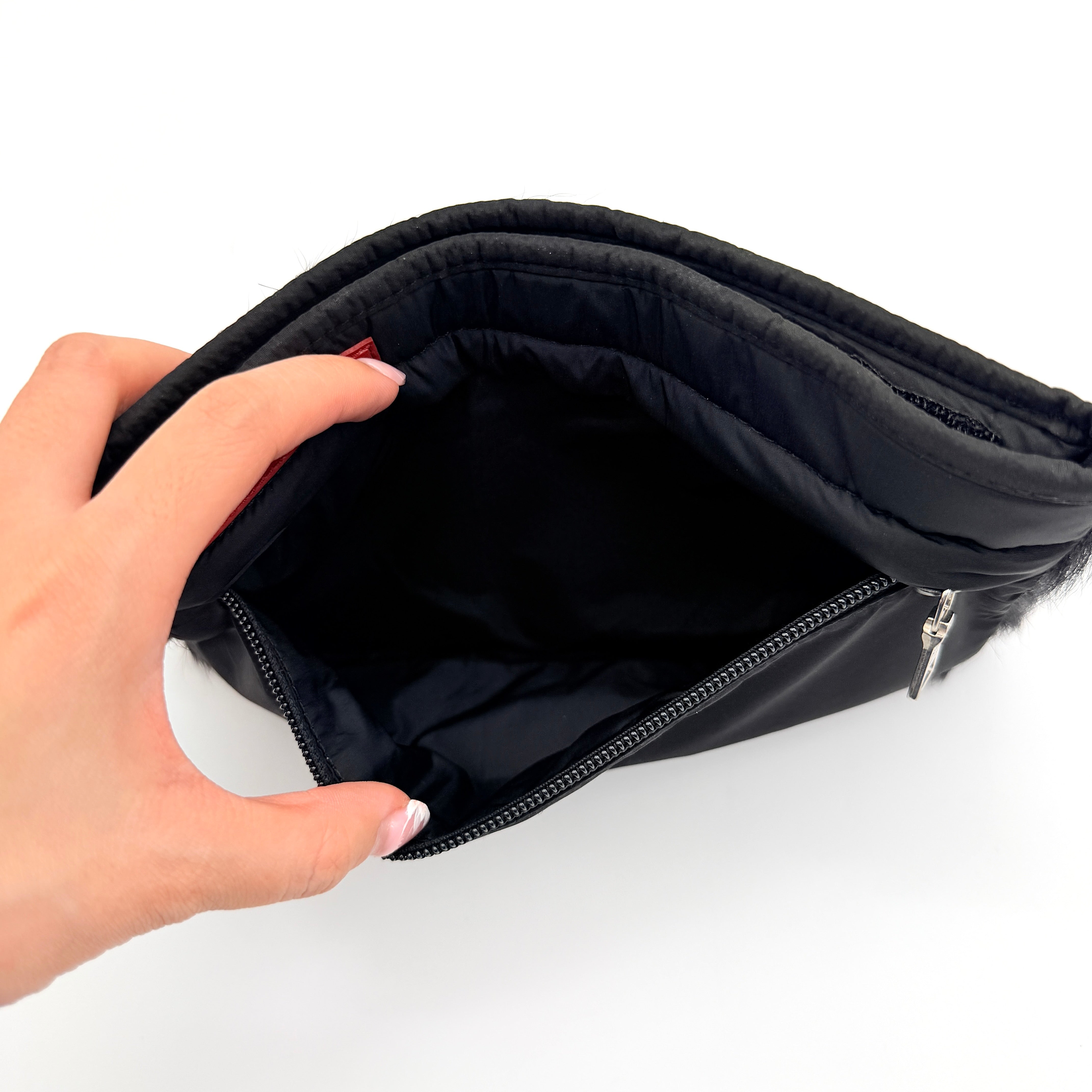 Prada Sport Mink Fur Nylon Pouch Dark Purple