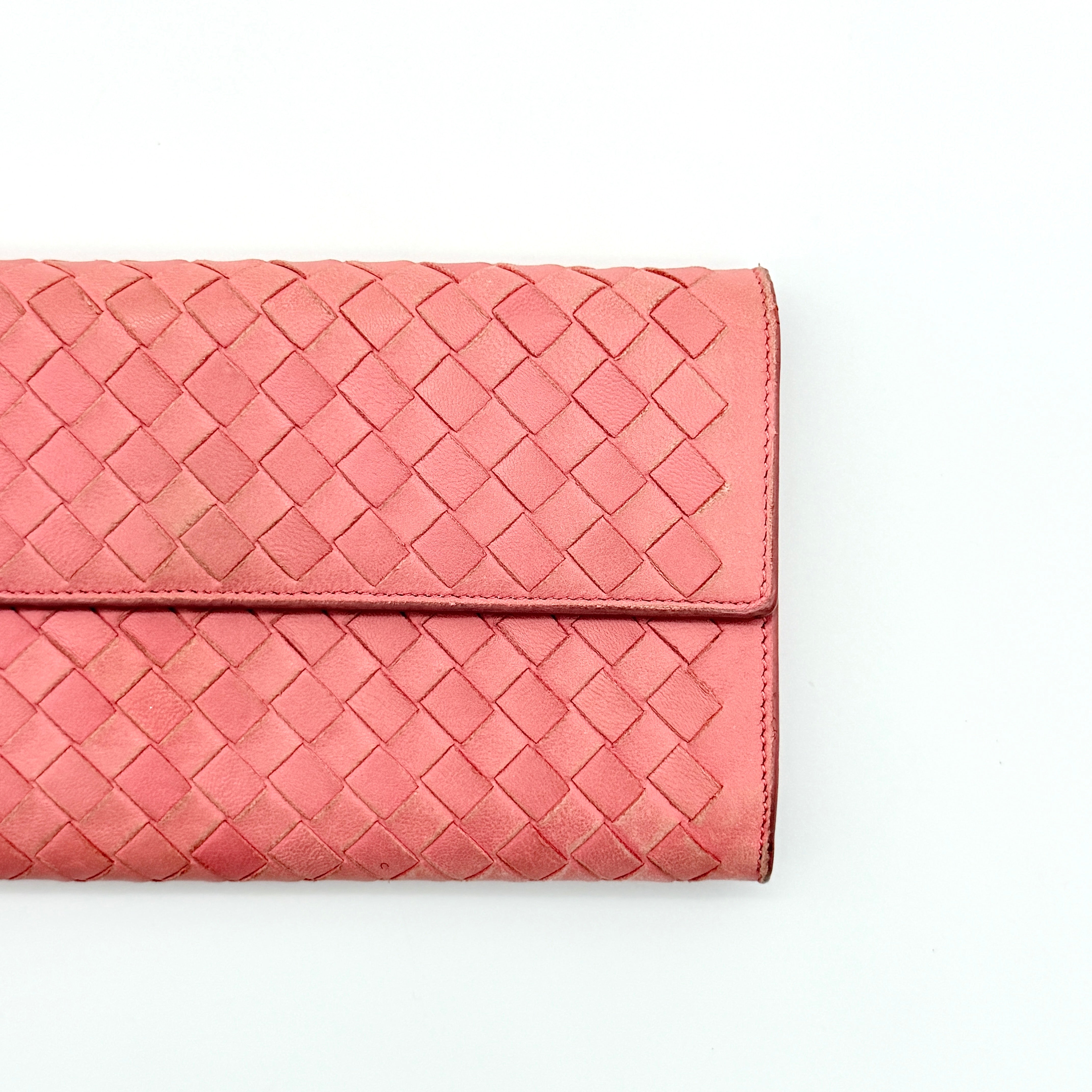 Bottega Veneta Intrecciato Long Wallet Pink