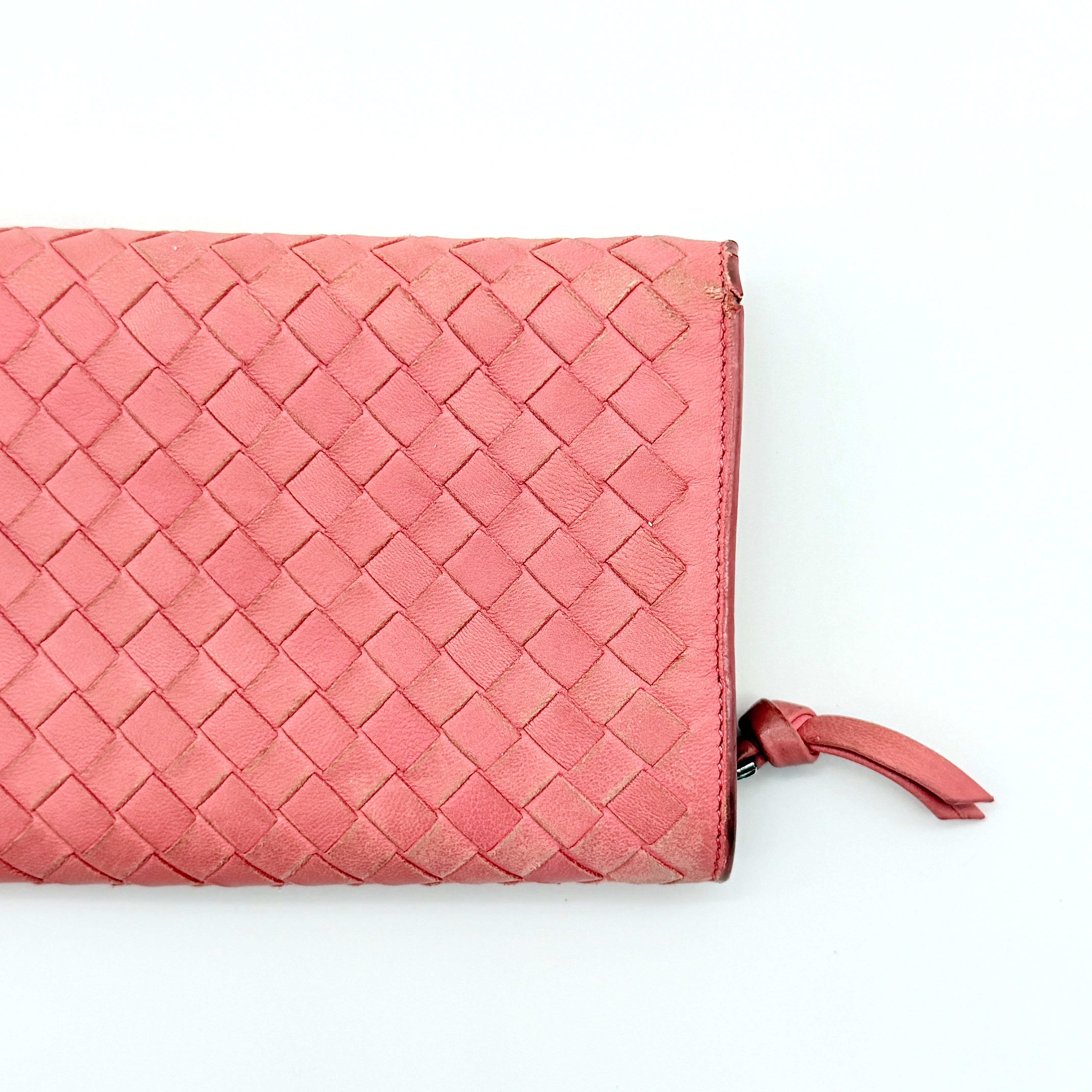 Bottega Veneta Intrecciato Long Wallet Pink