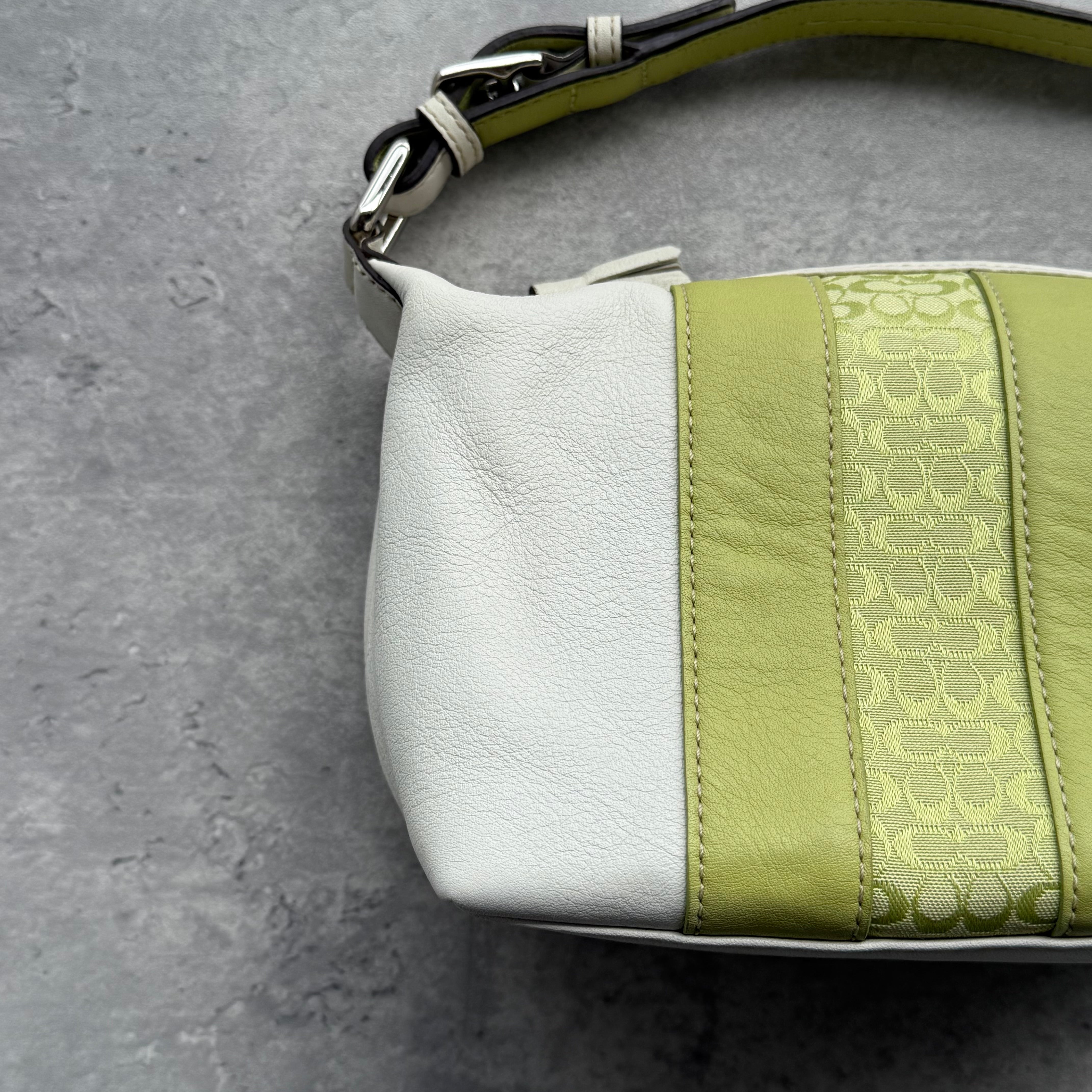 Coach Signature Stripe Mini Hobo ShoulderBag Green/White