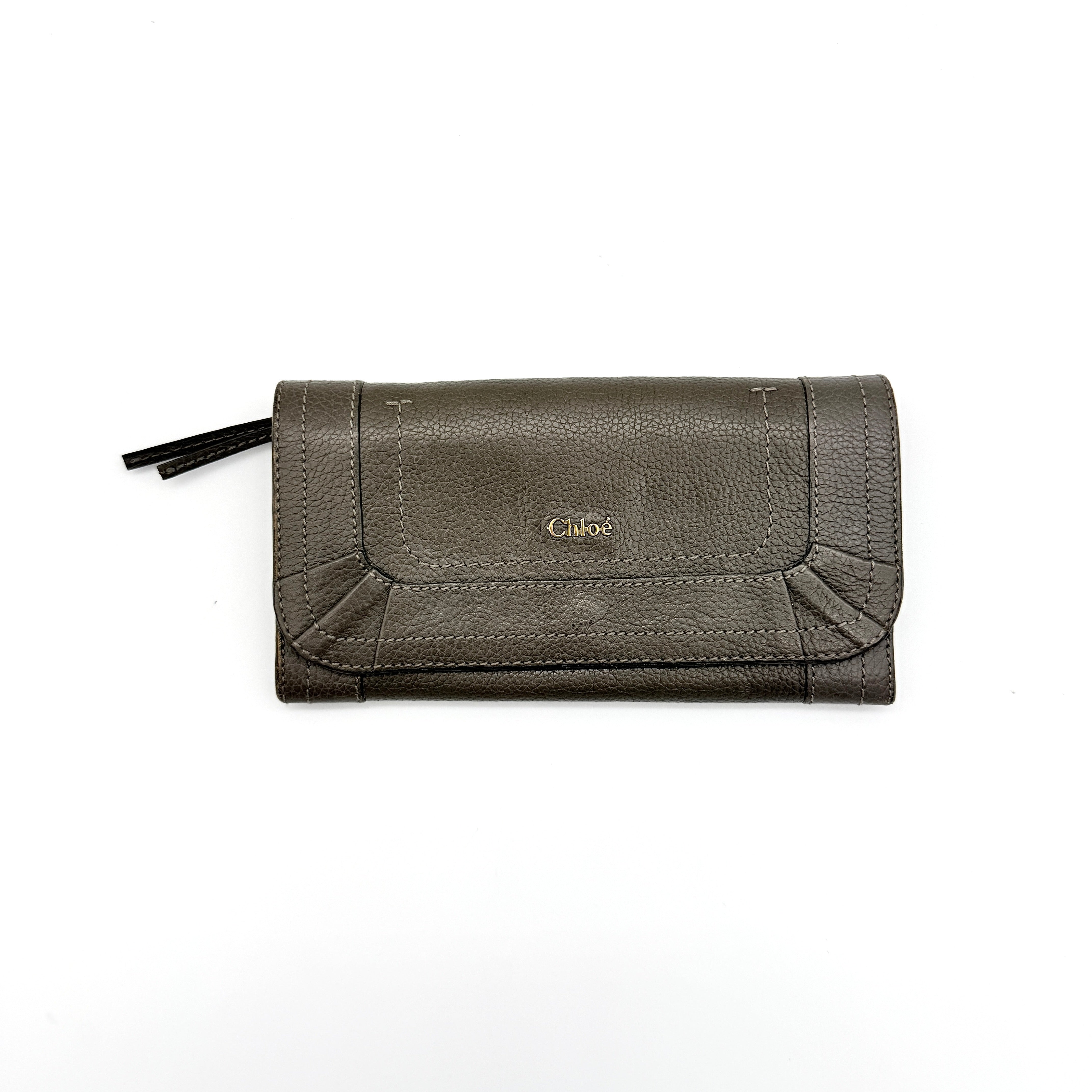 Chloe Paraty Leather Long Wallet Grey