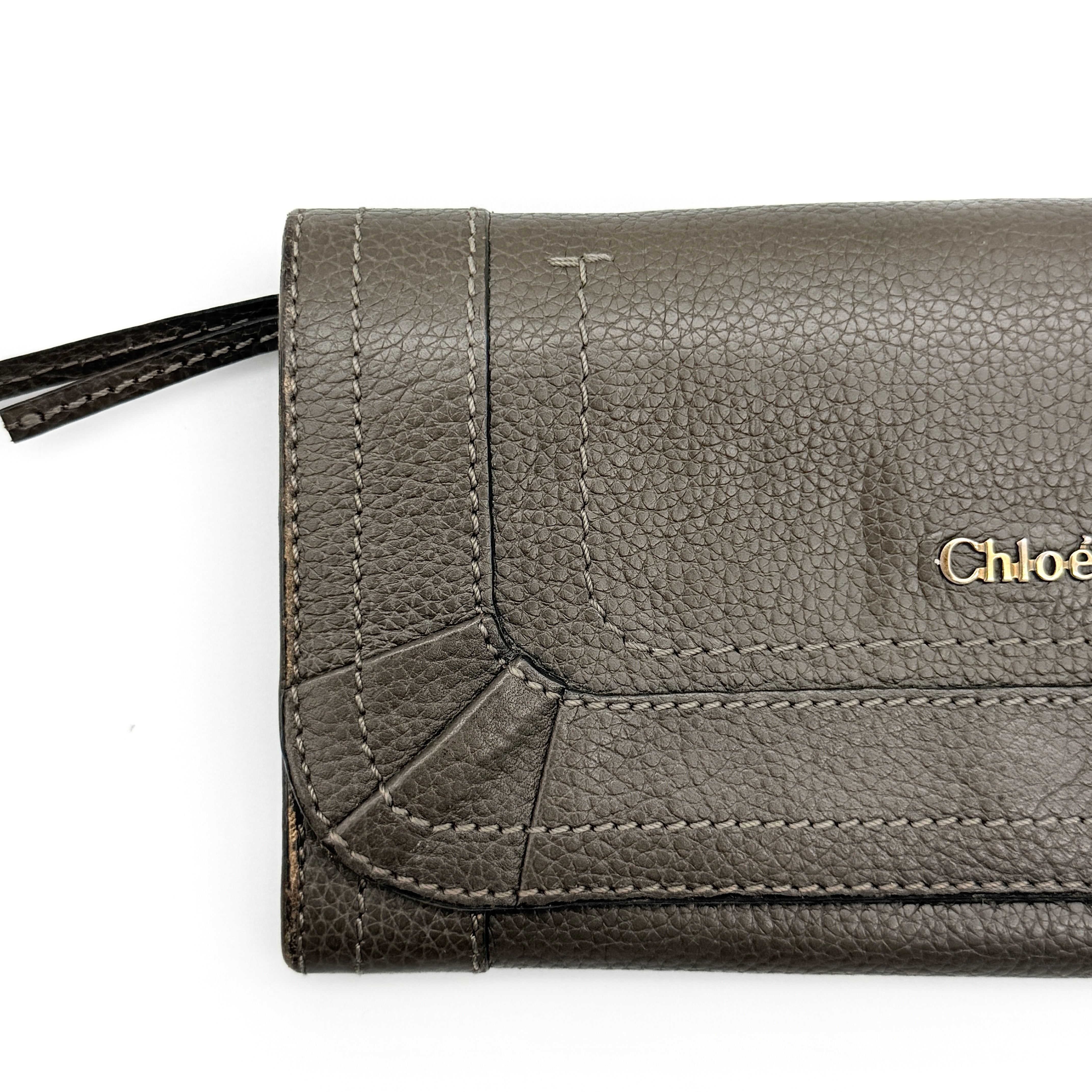 Chloe Paraty Leather Long Wallet Grey