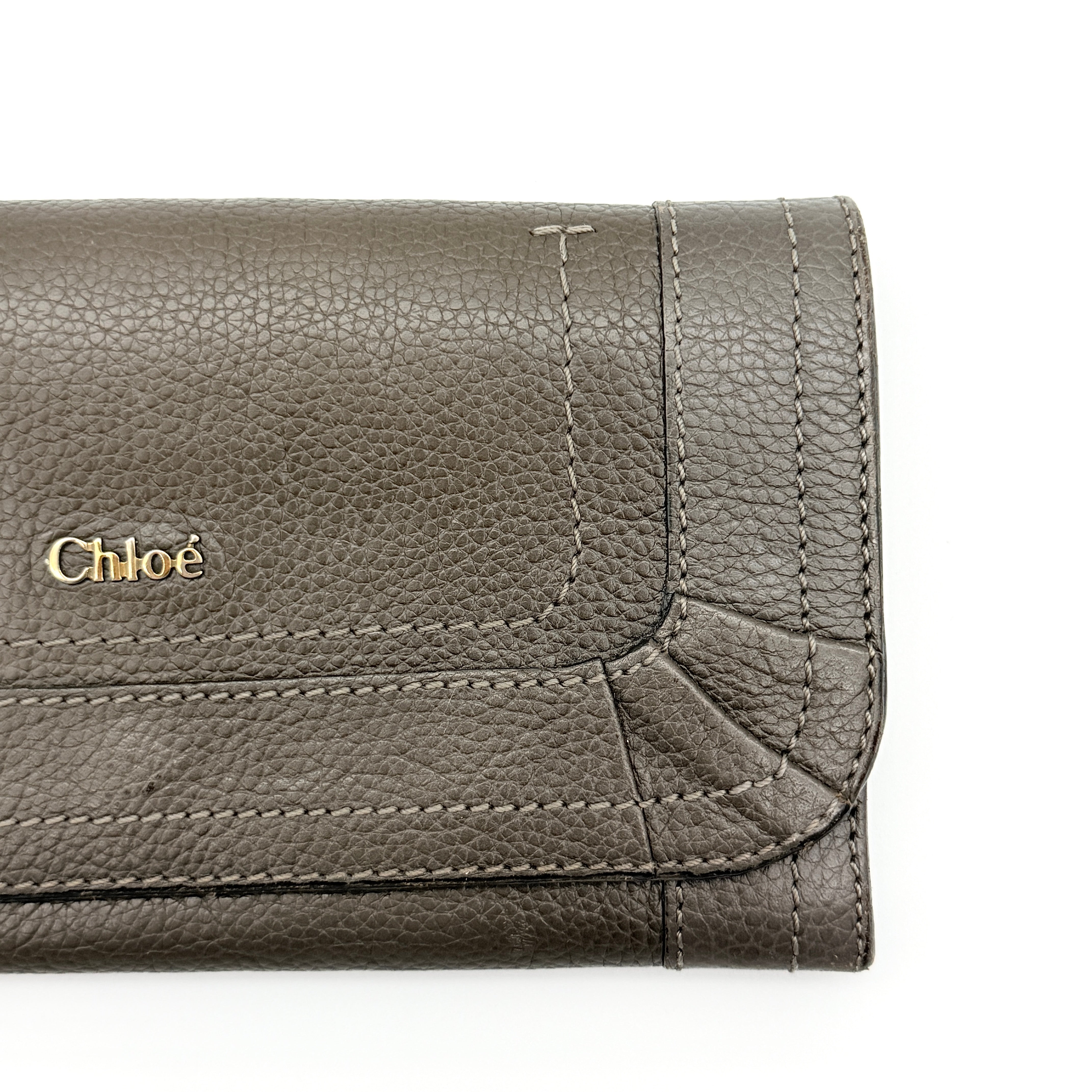 Chloe Paraty Leather Long Wallet Grey