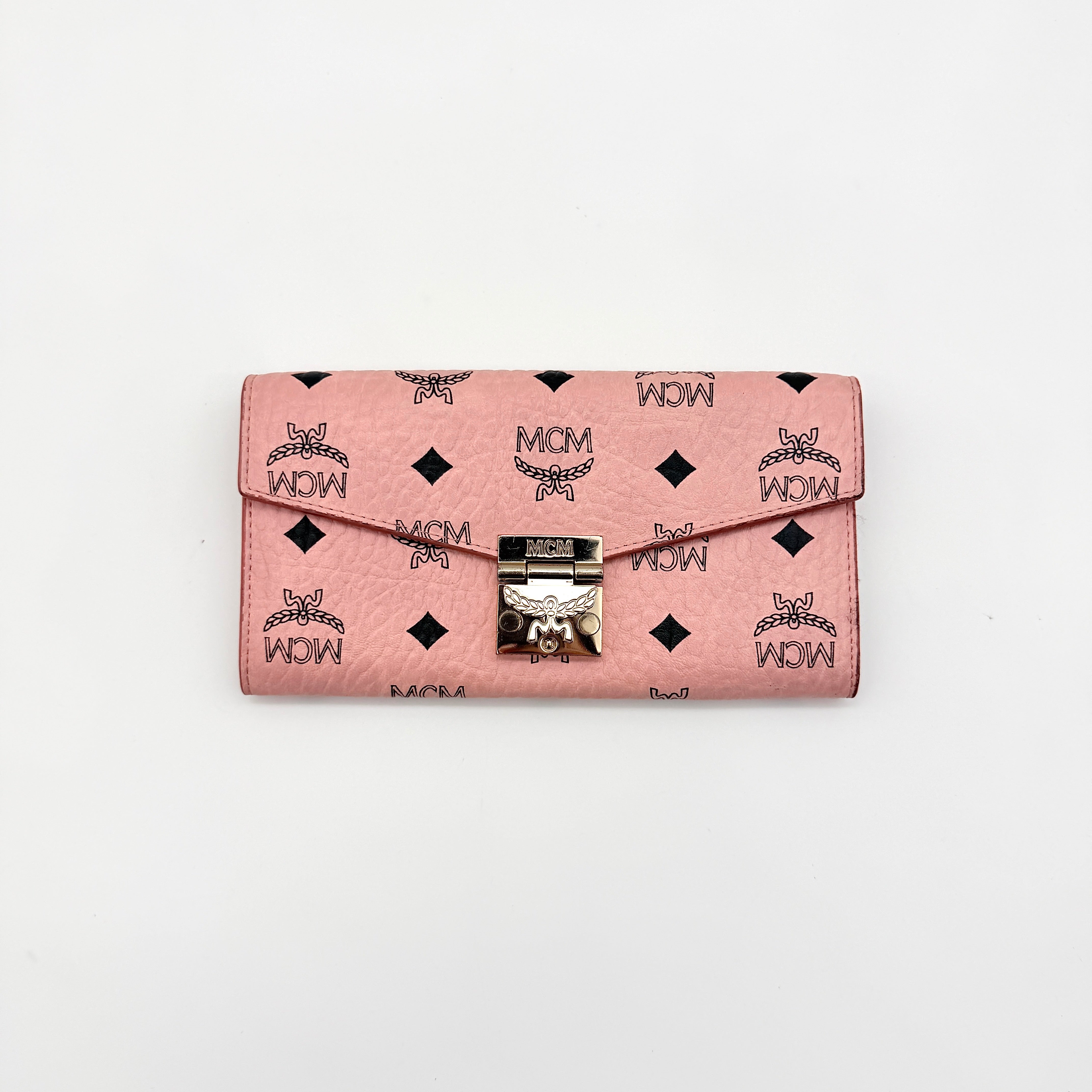 MCM Patricia Visetos Long Wallet Pink