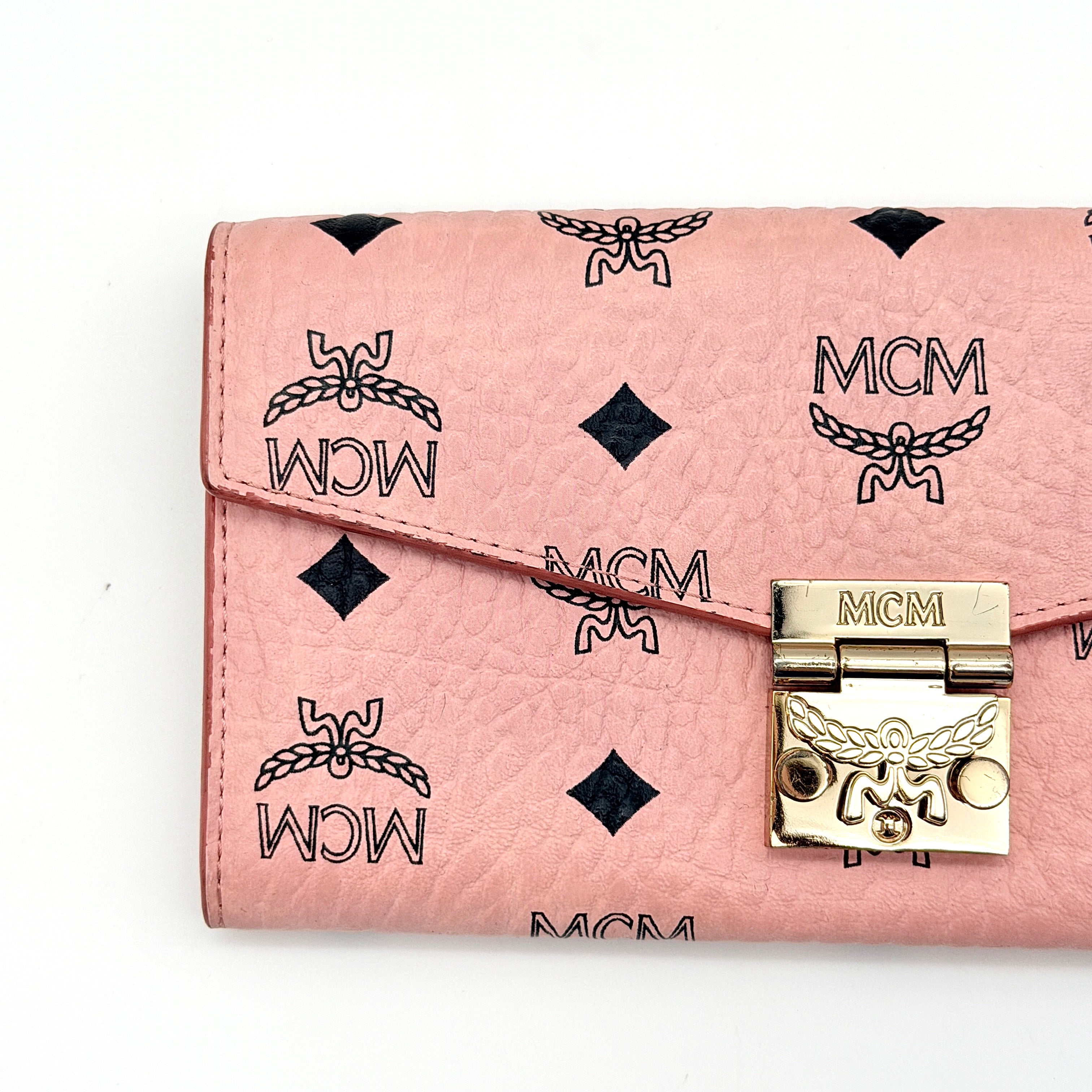 MCM Patricia Visetos Long Wallet Pink