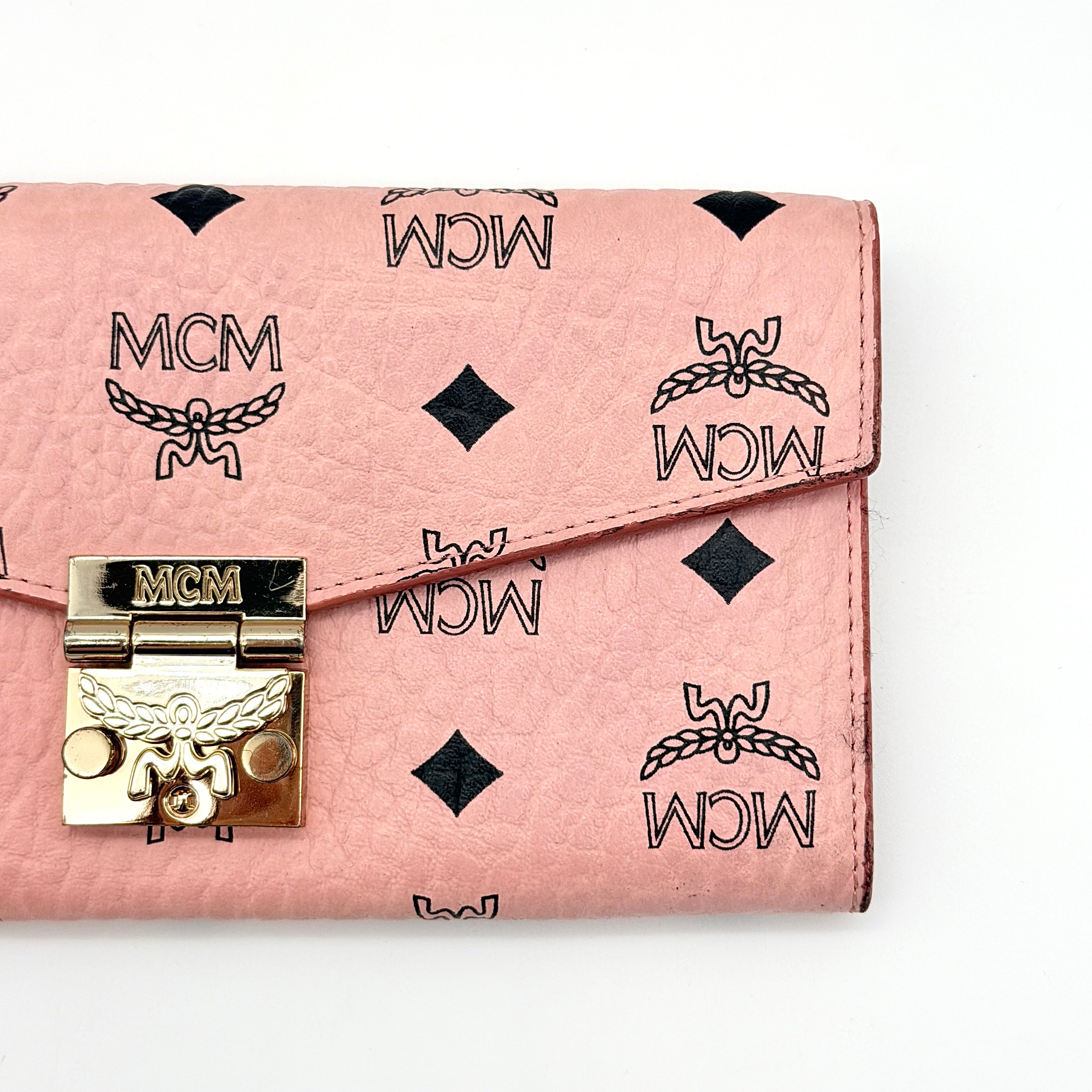 MCM Patricia Visetos Long Wallet Pink