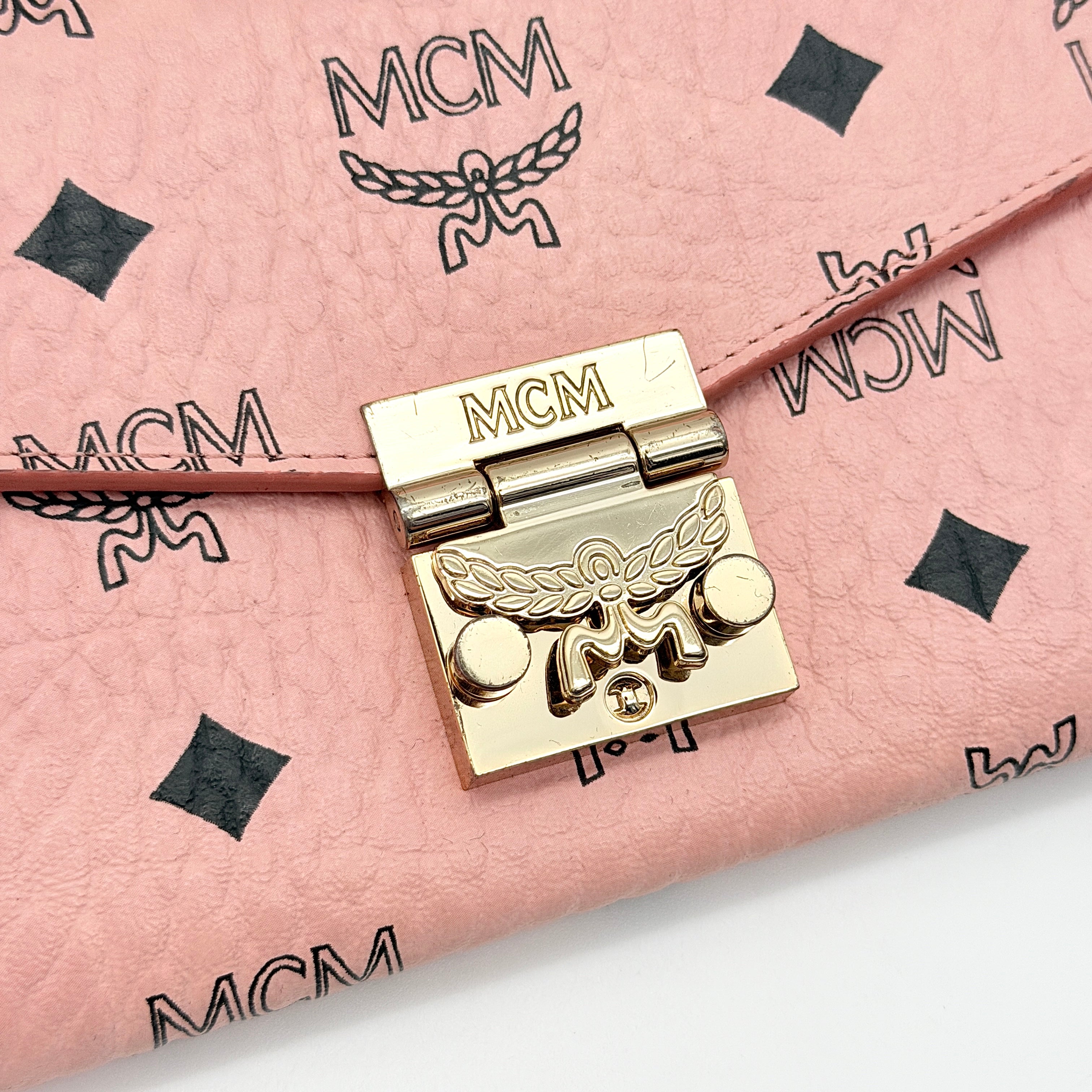 MCM Patricia Visetos Long Wallet Pink