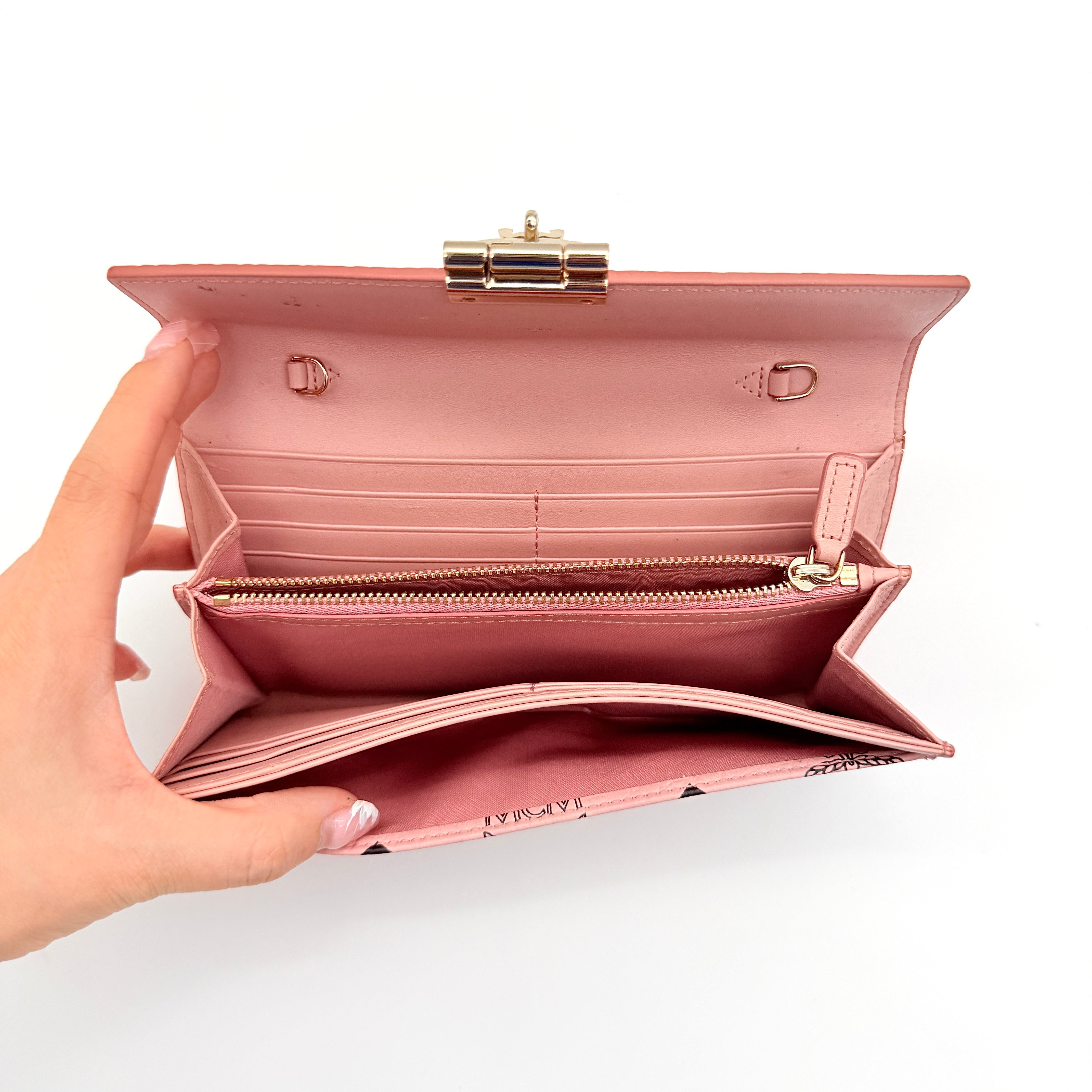 MCM Patricia Visetos Long Wallet Pink