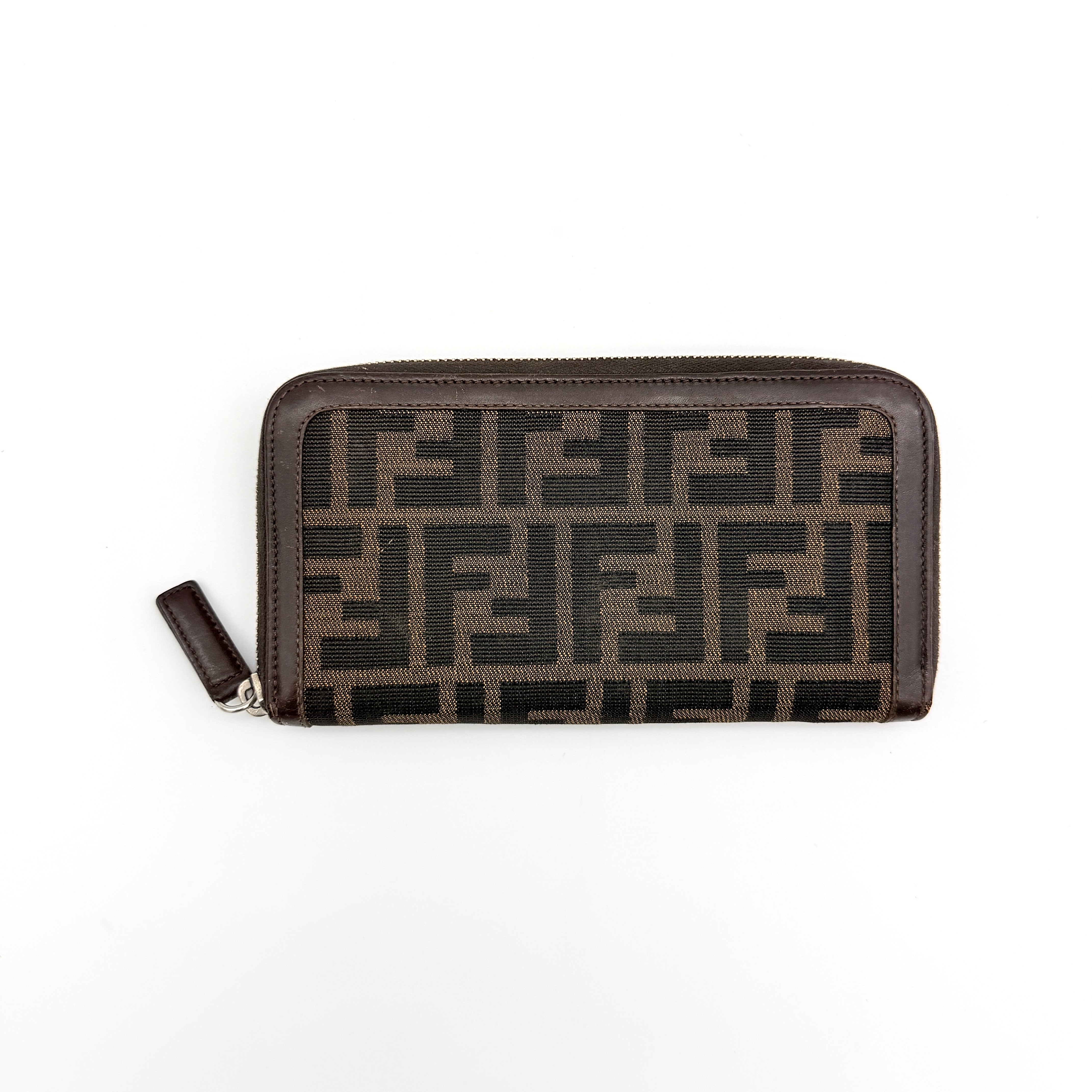 Fendi FF Zucca Zip Around Wallet Brown
