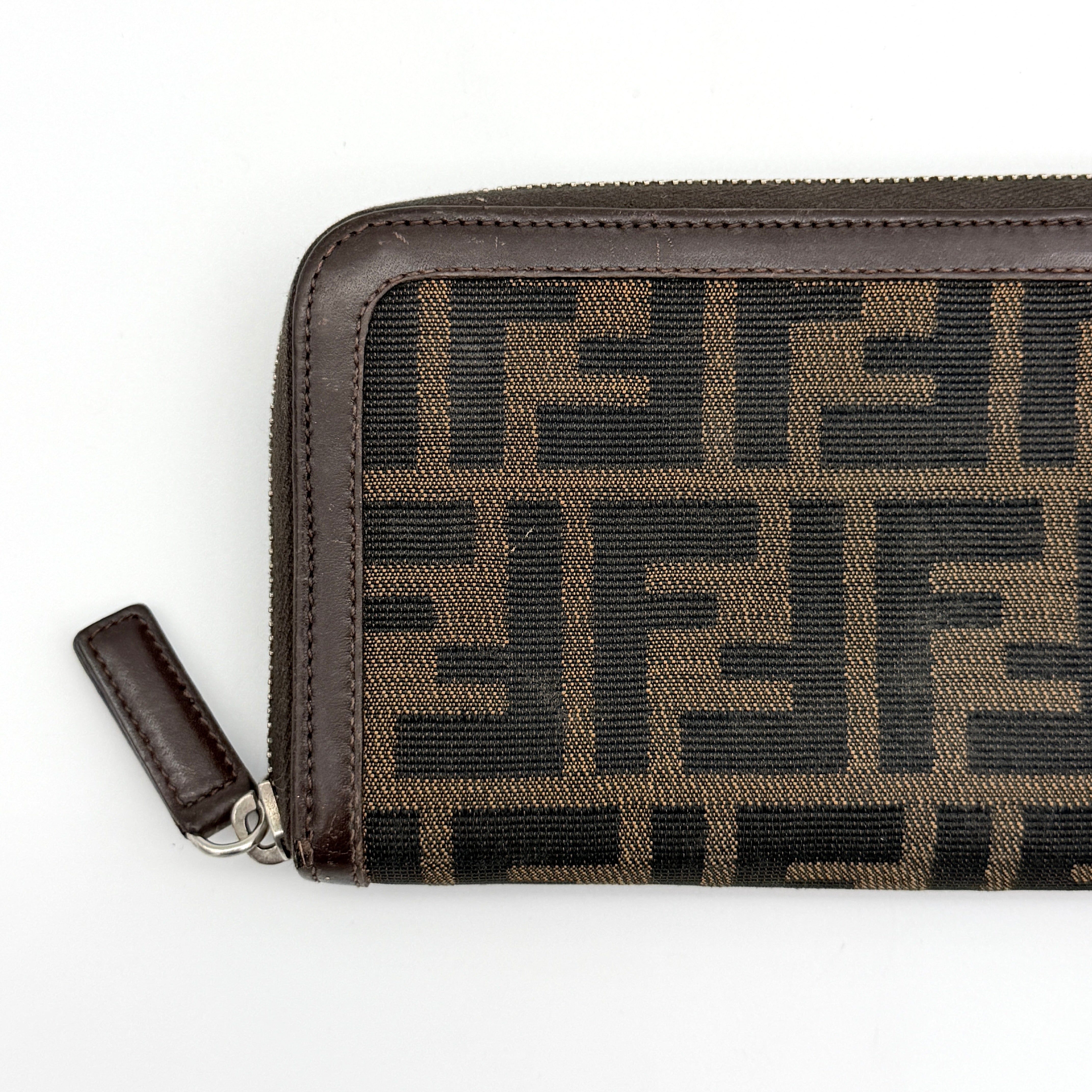 Fendi FF Zucca Zip Around Wallet Brown