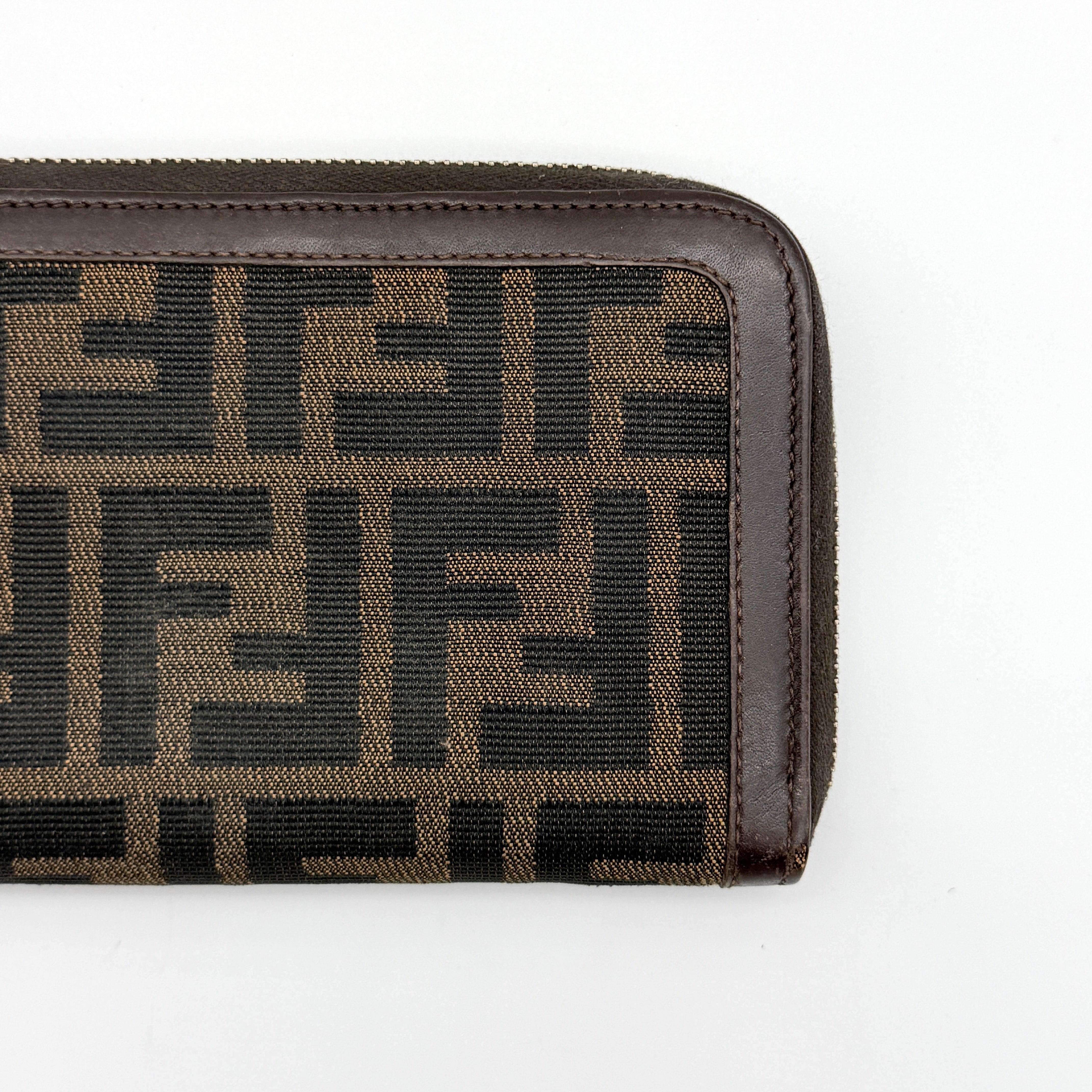 Fendi FF Zucca Zip Around Wallet Brown
