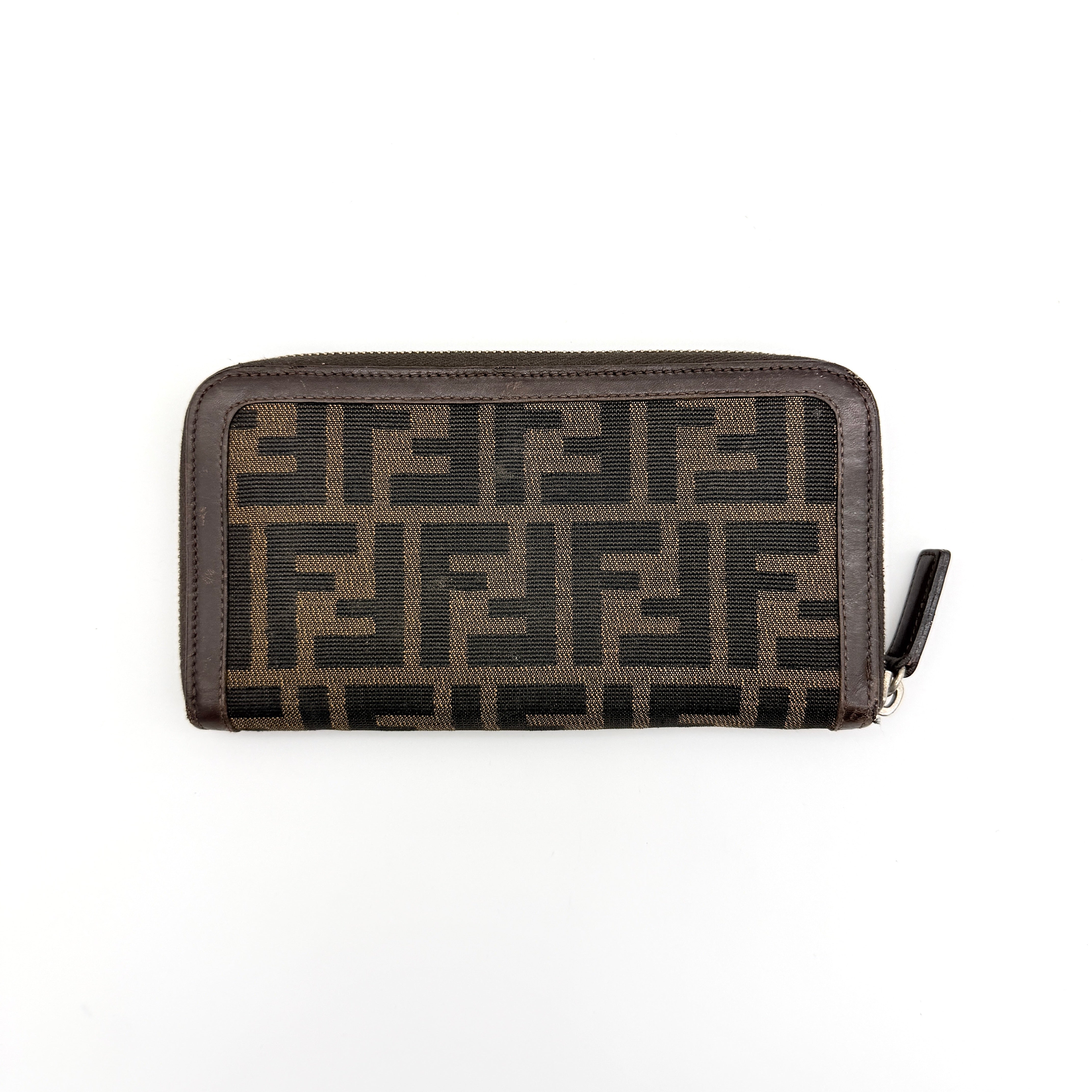 Fendi FF Zucca Zip Around Wallet Brown