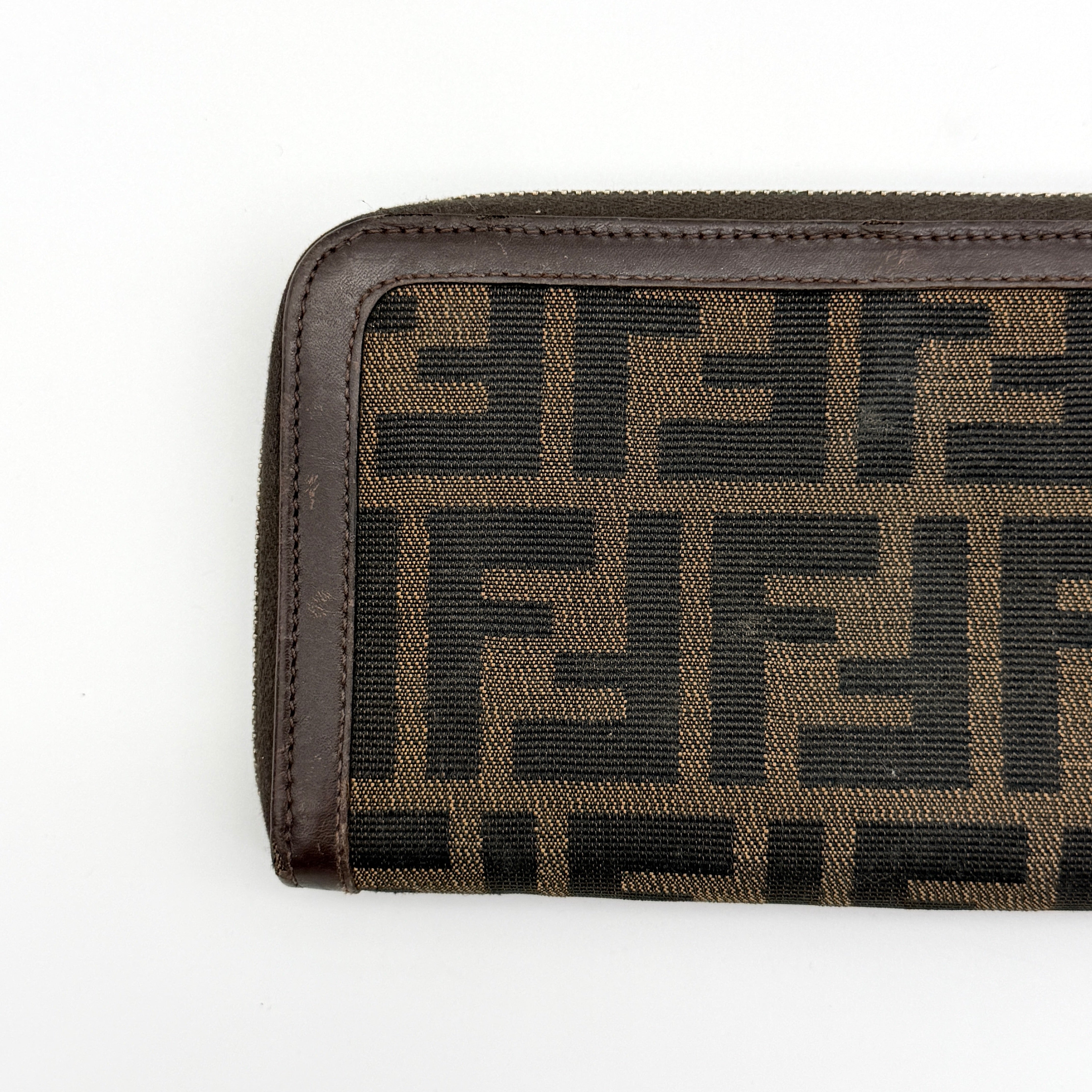Fendi FF Zucca Zip Around Wallet Brown