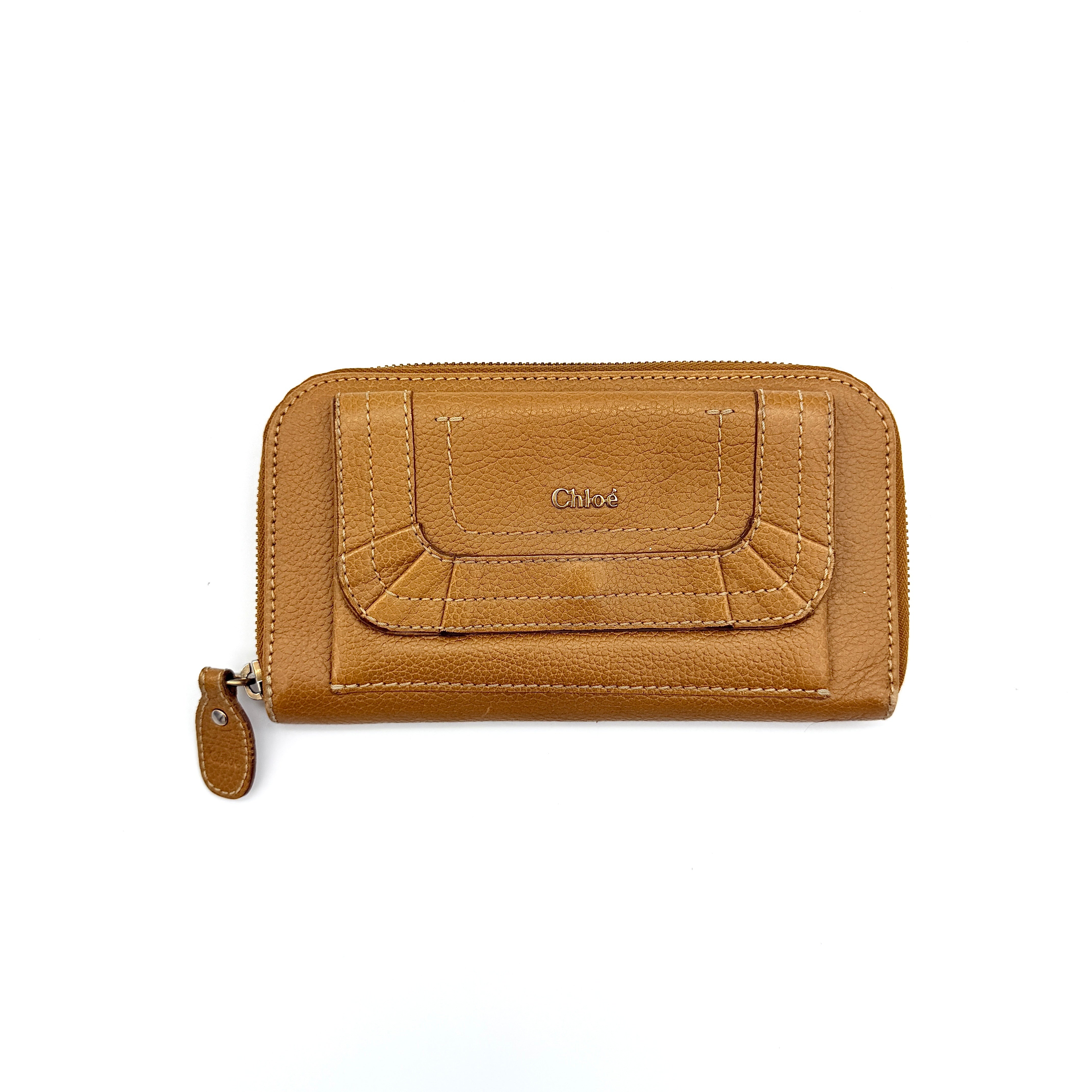 Chloe Paraty Zip Around Long Wallet Brown