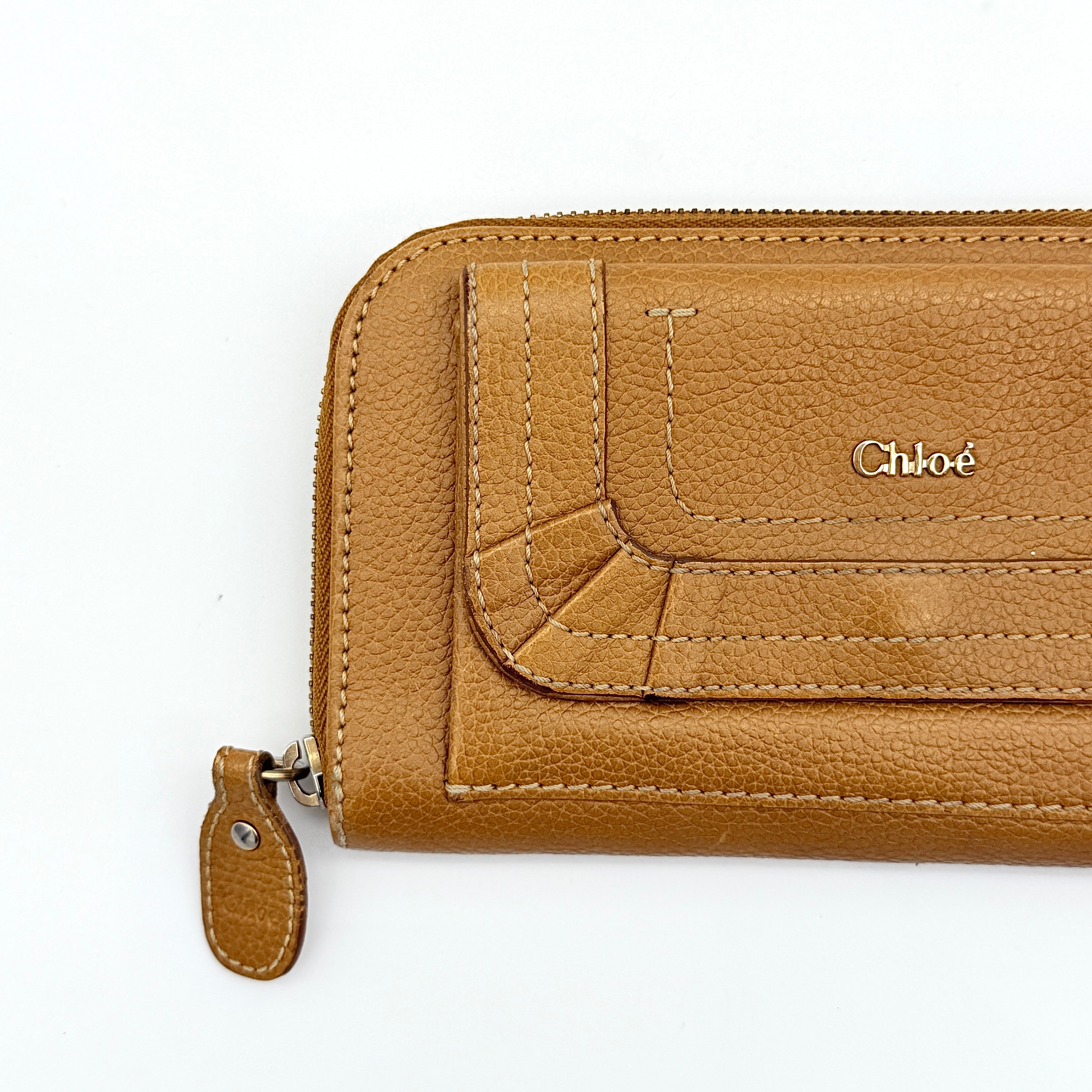 Chloe Paraty Zip Around Long Wallet Brown