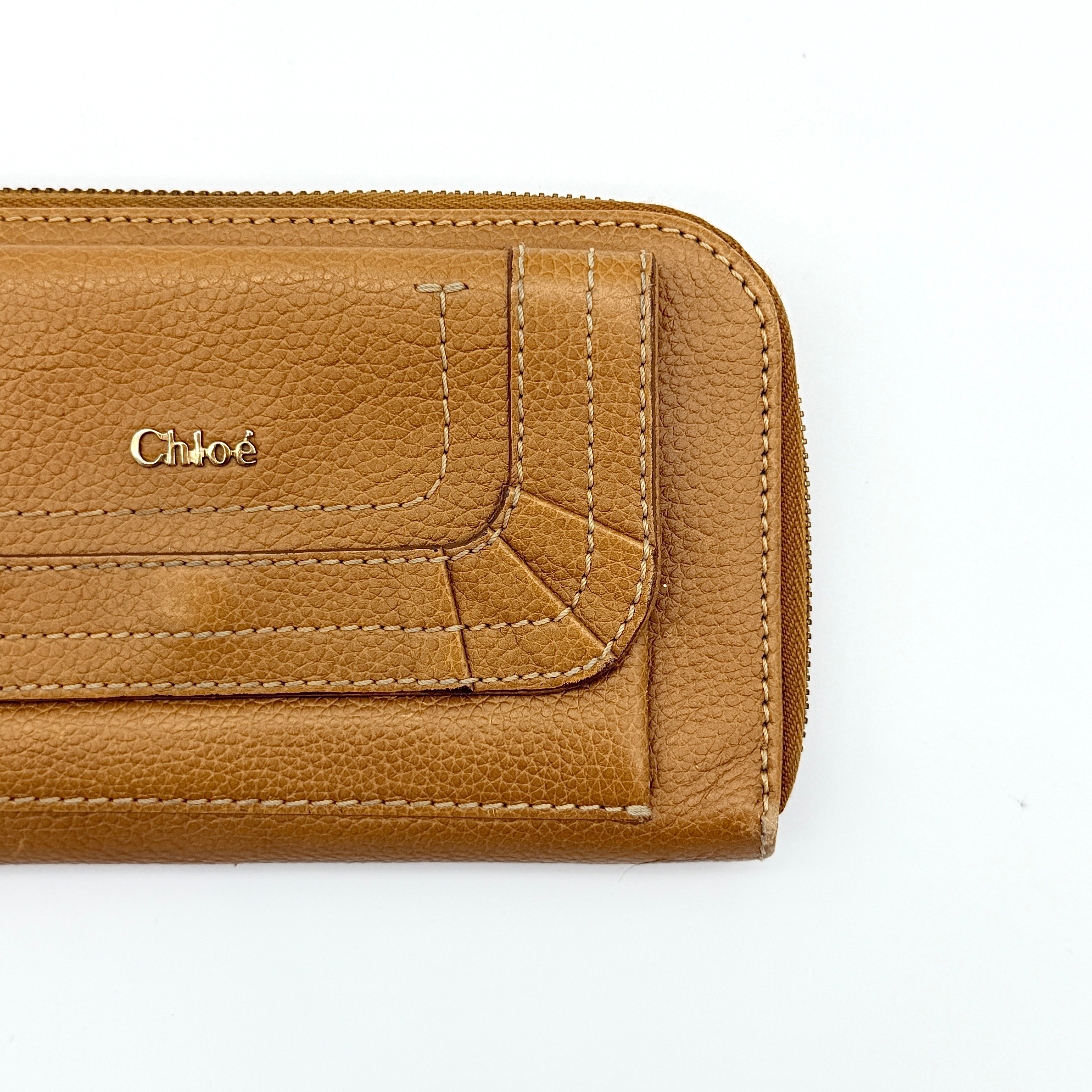 Chloe Paraty Zip Around Long Wallet Brown
