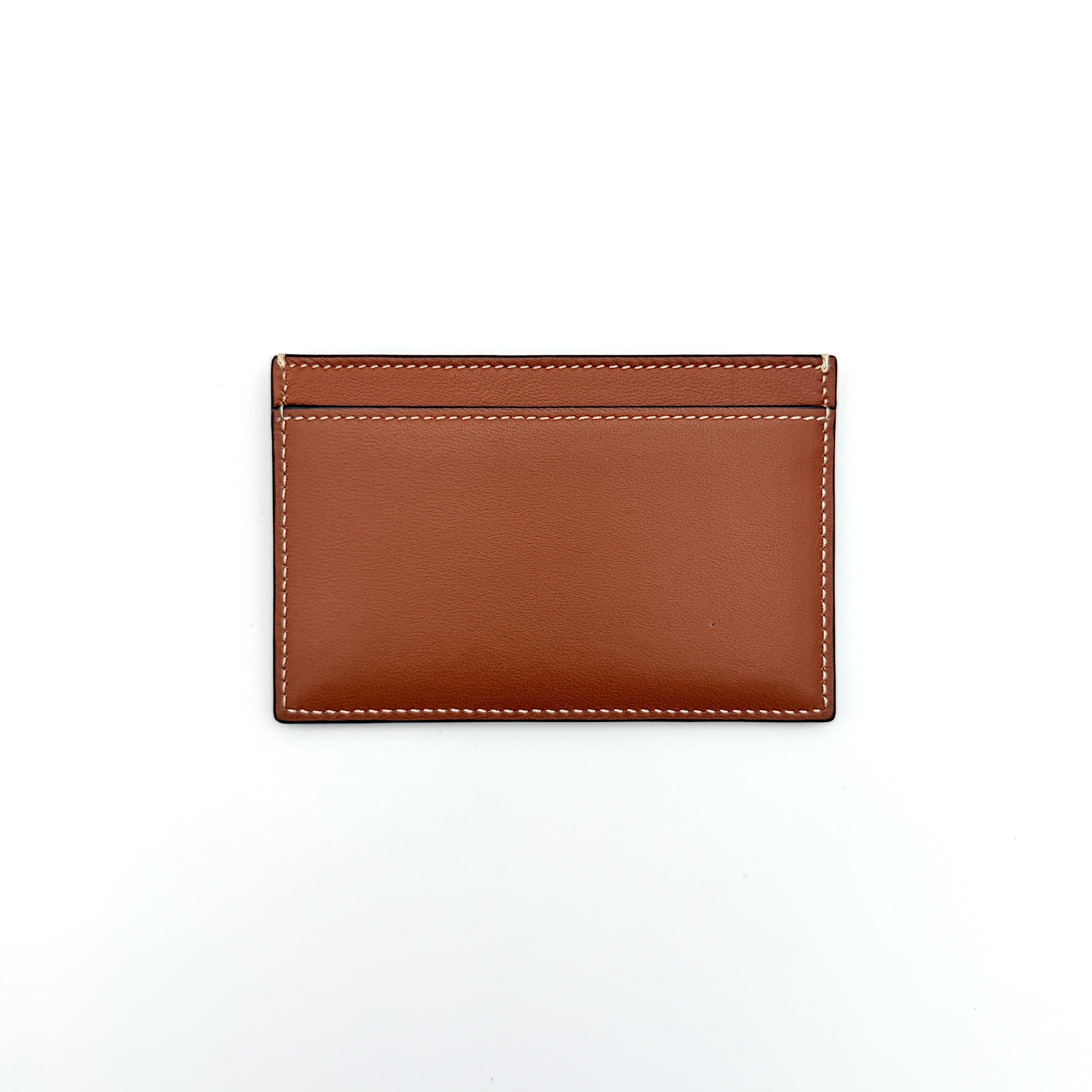 Celine Triomphe Leather Card Holder Tan
