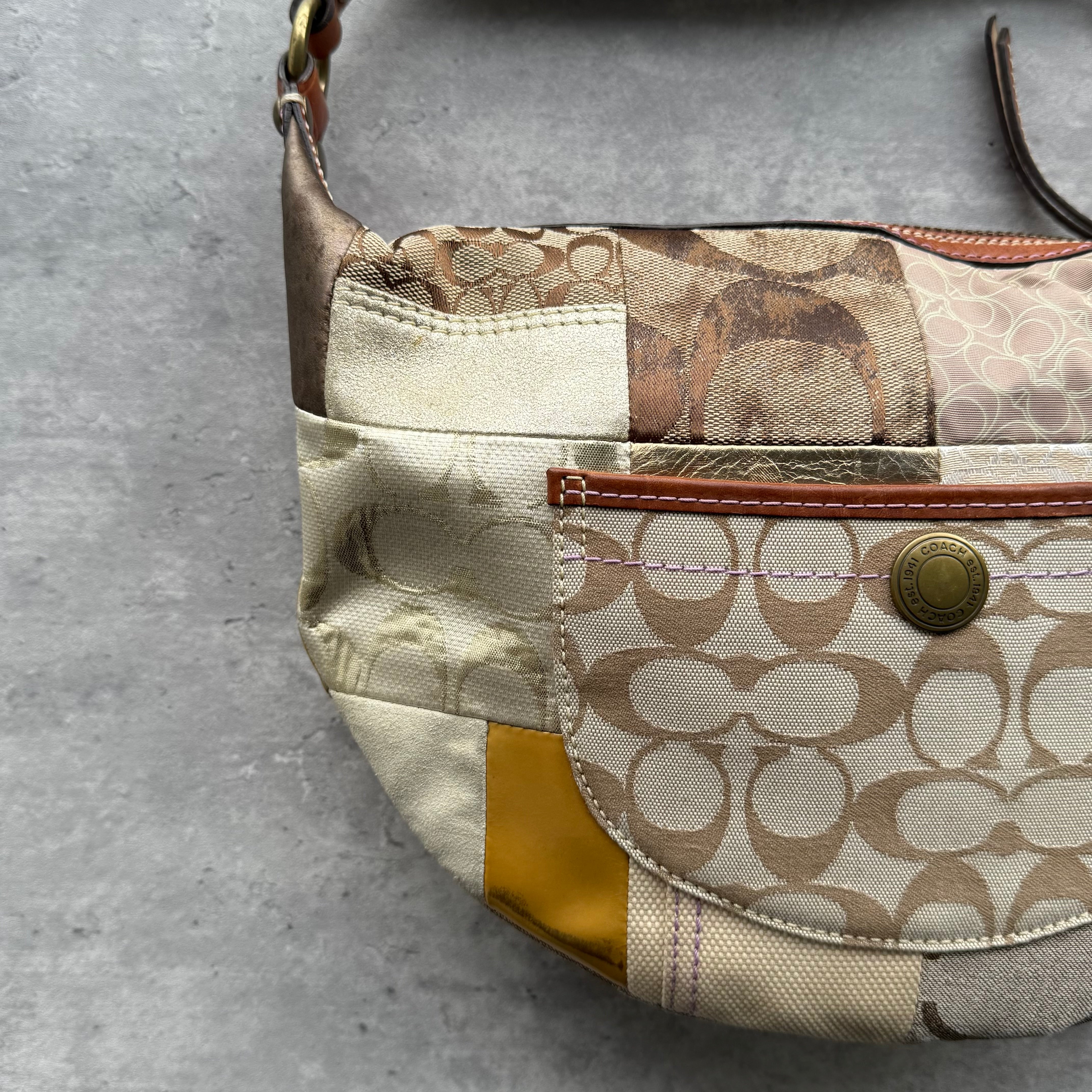 Coach Y2K Patchwork Hobo Boho ShoulderBag Multicolor