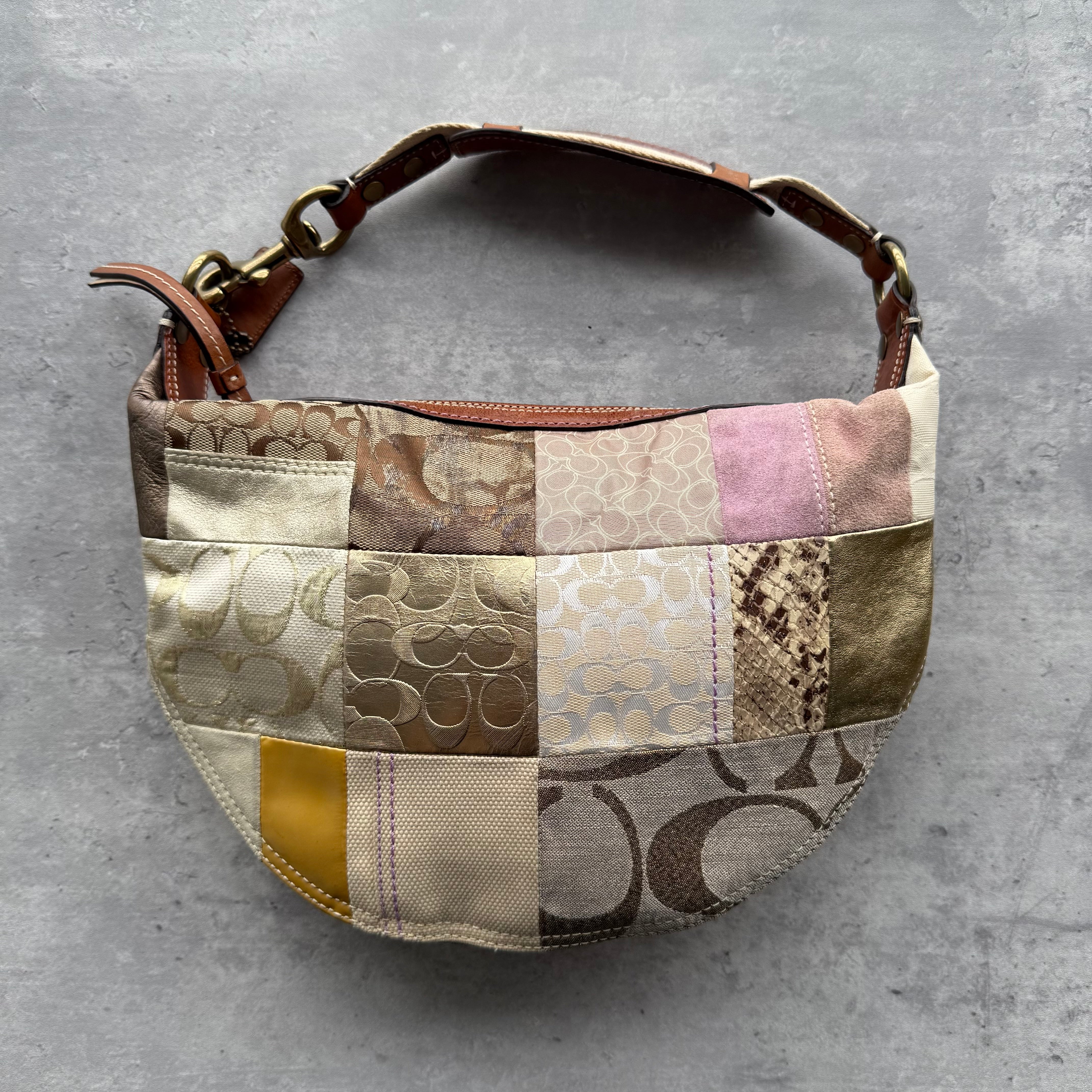 Coach Y2K Patchwork Hobo Boho ShoulderBag Multicolor