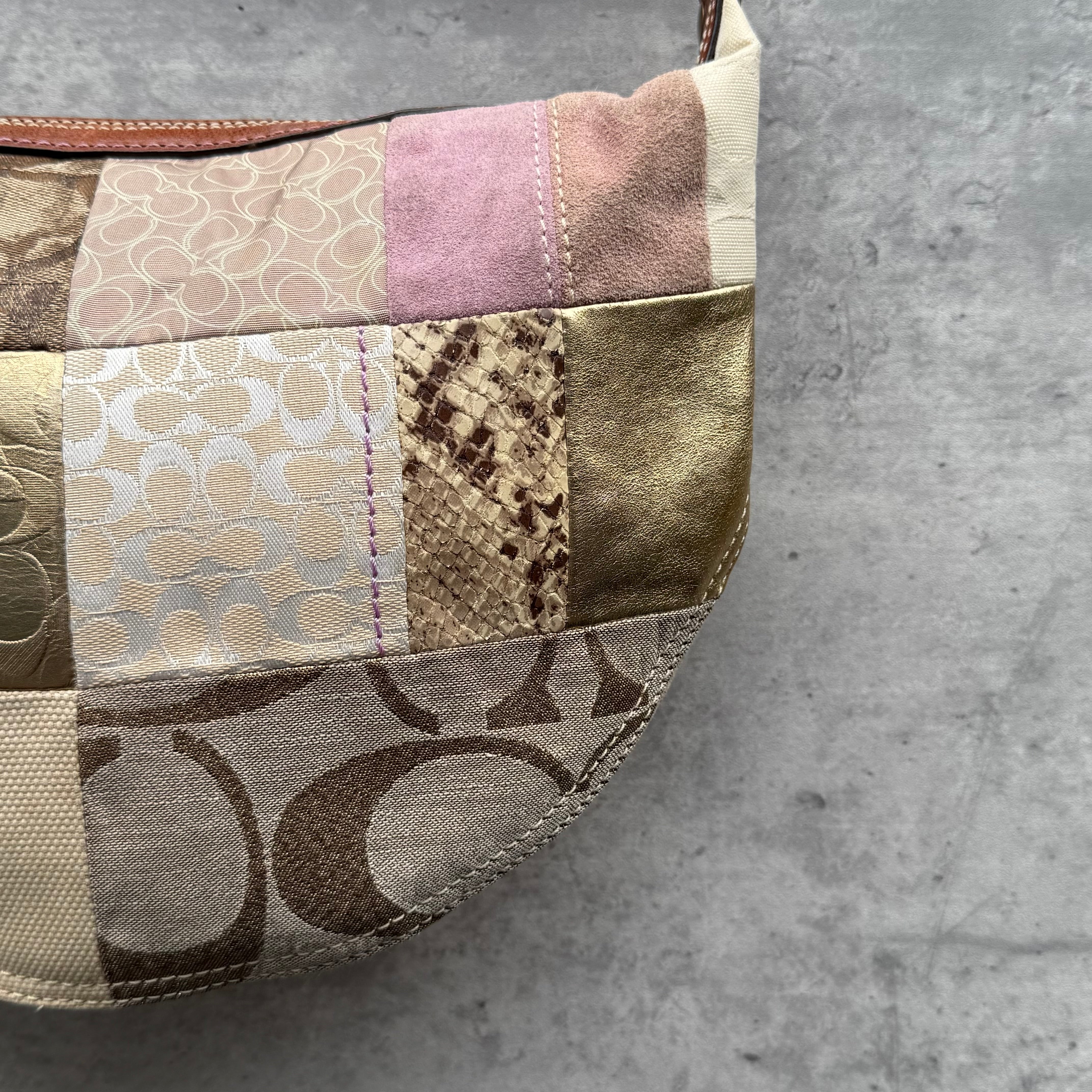 Coach Y2K Patchwork Hobo Boho ShoulderBag Multicolor