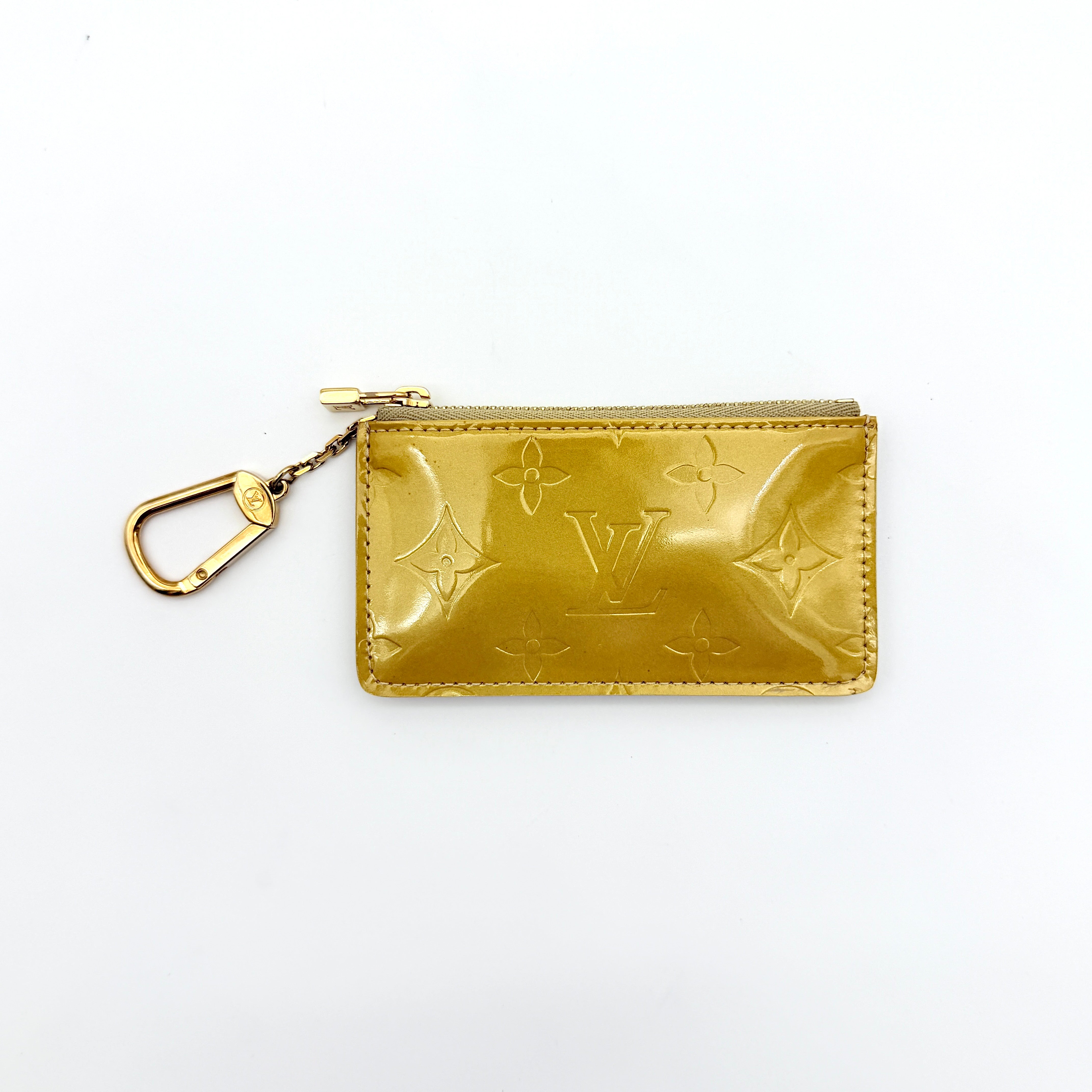 Louis Vuitton Monogram Vernis Pochette Cles Coin Case Yellow