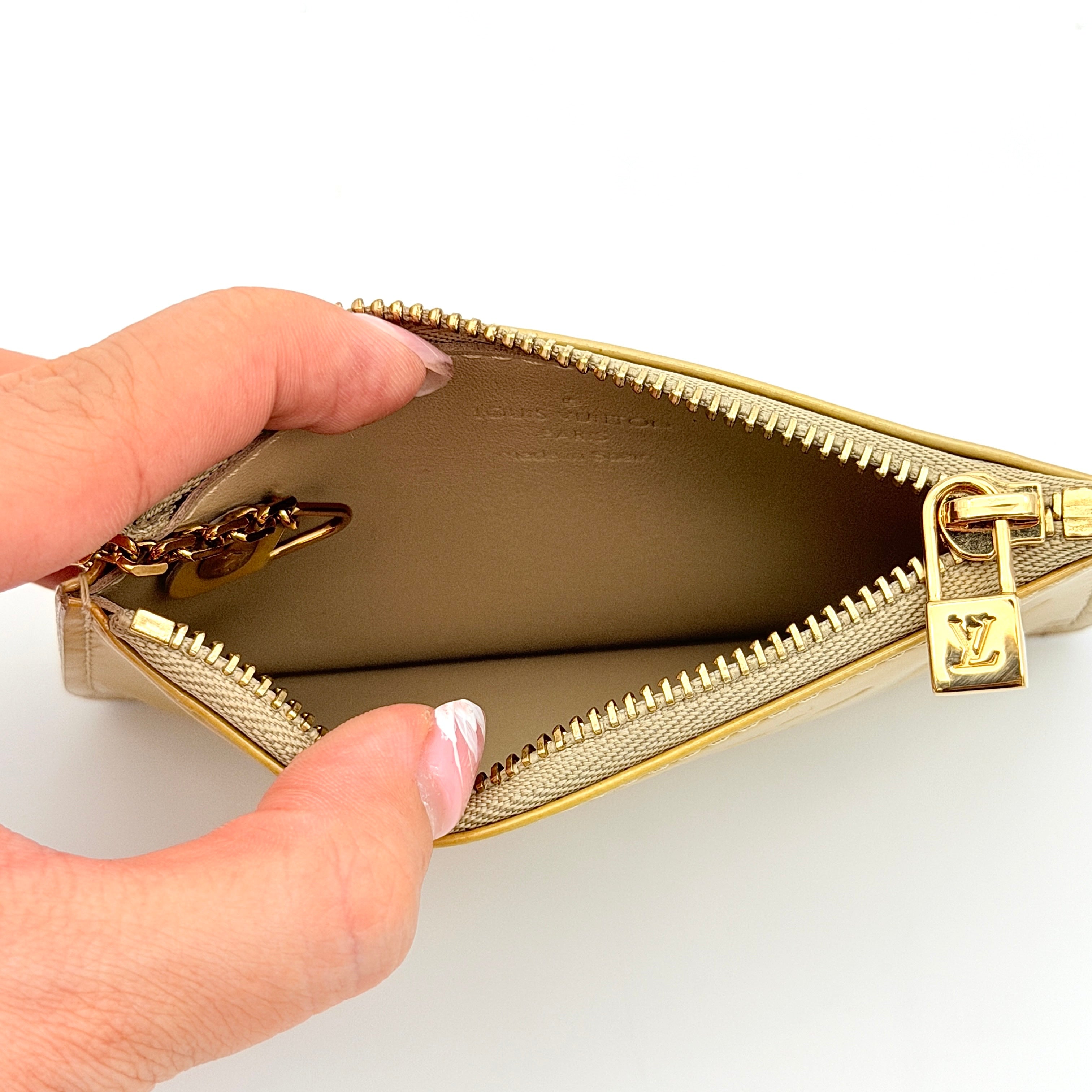 Louis Vuitton Monogram Vernis Pochette Cles Coin Case Yellow