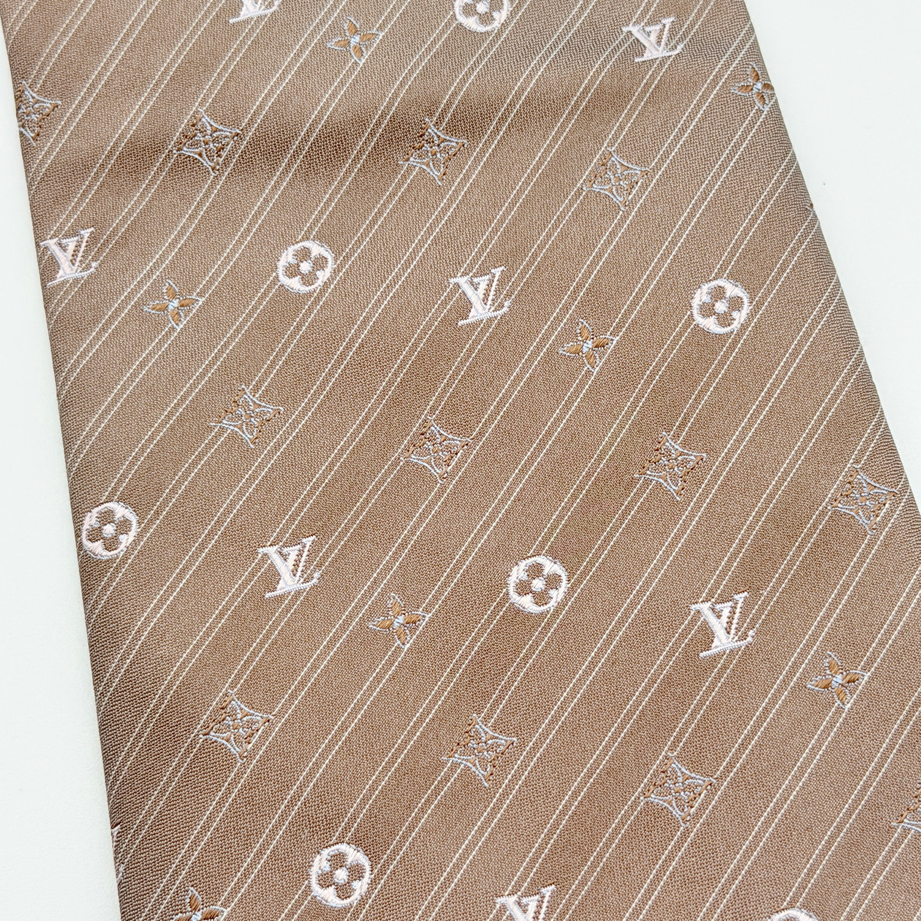 Louis Vuitton Monogram Silk Tie Beige