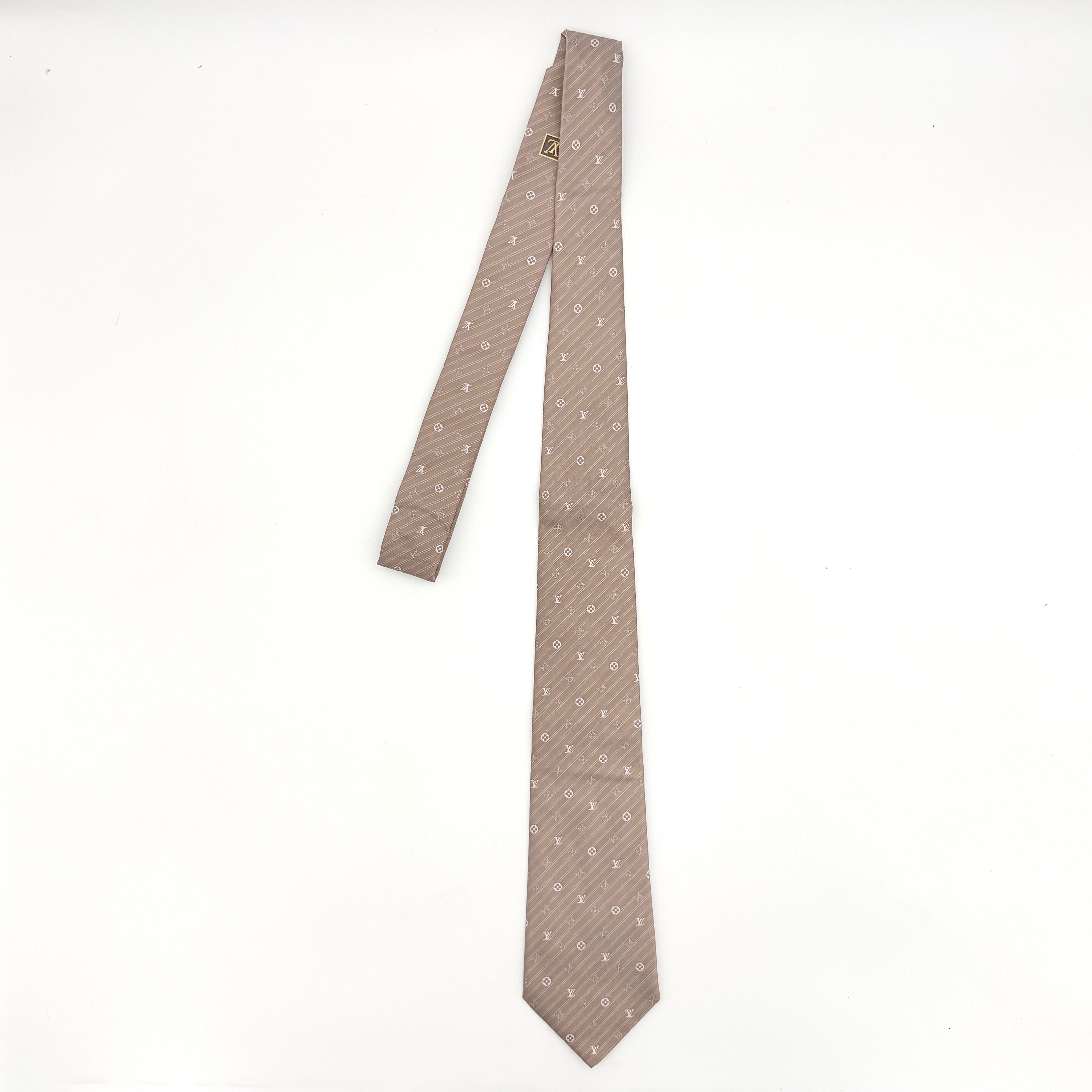 Louis Vuitton Monogram Silk Tie Beige