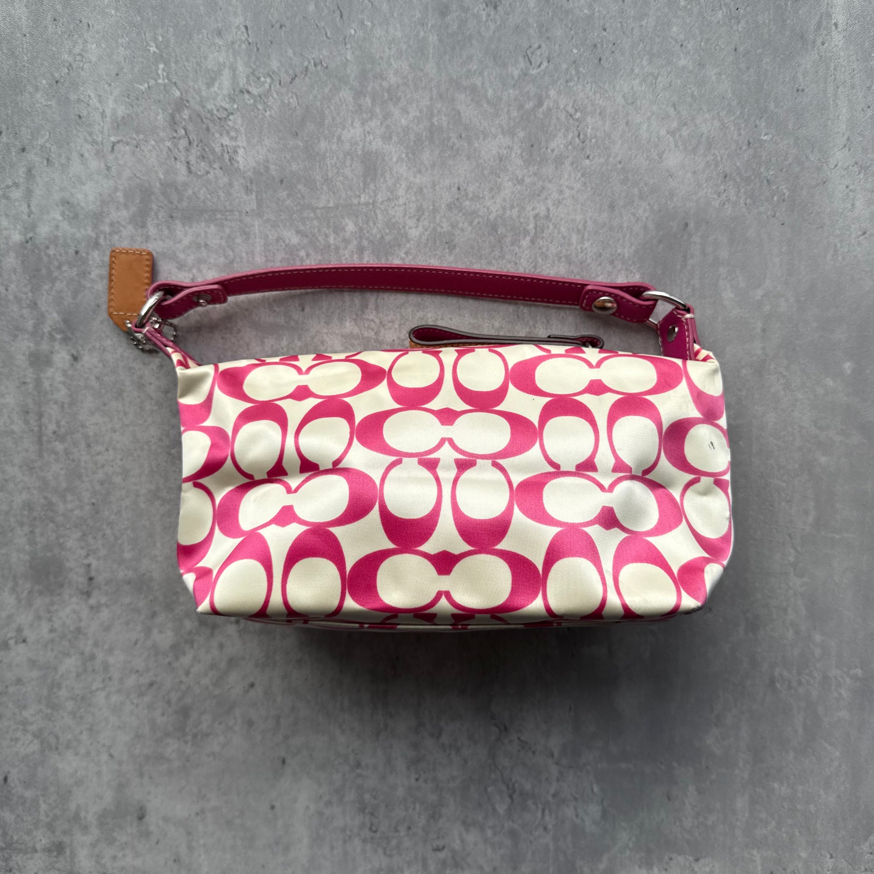 Coach Signature Canvas Mini Shoulder Bag Pink/White