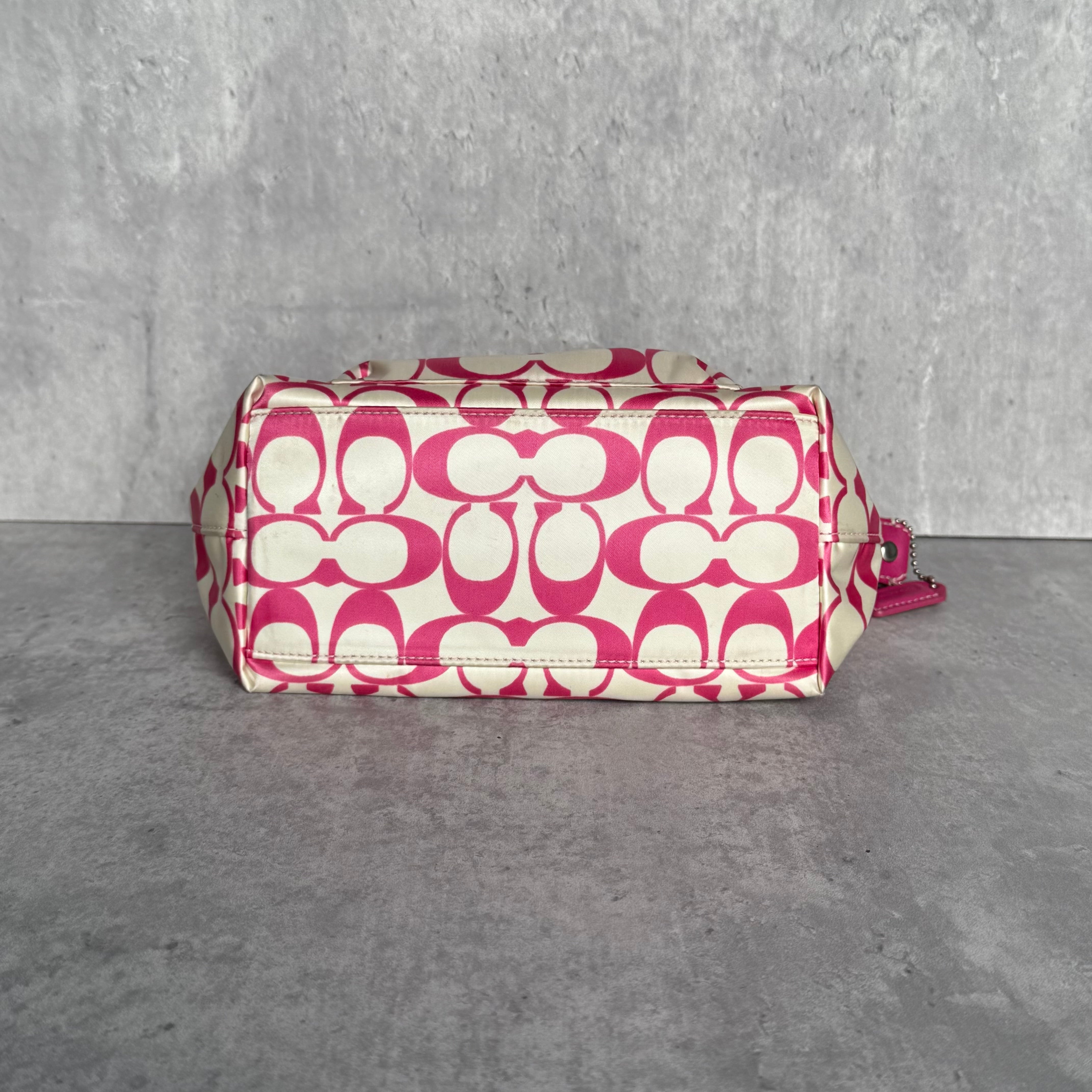 Coach Signature Canvas Mini Shoulder Bag Pink/White