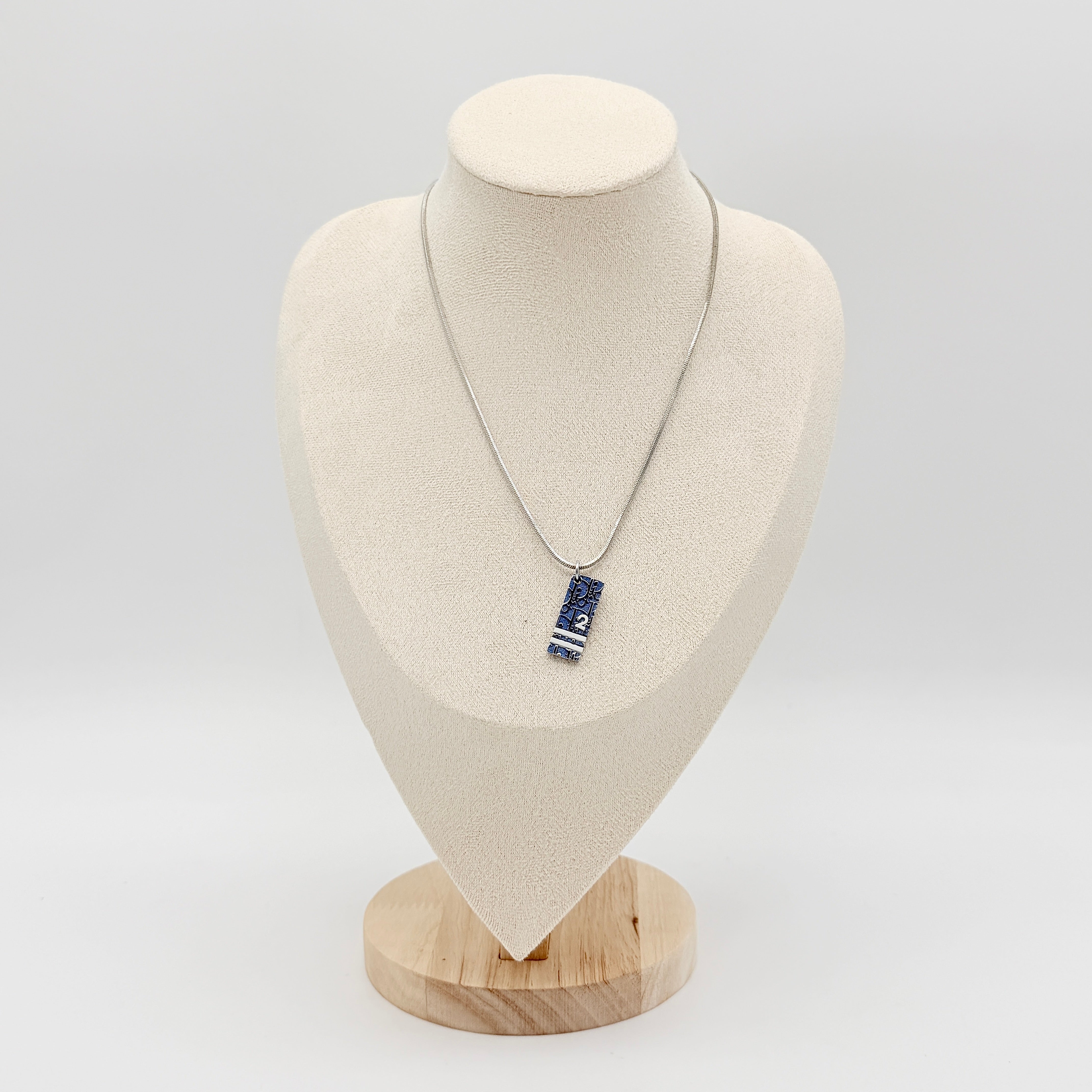 Christian Dior Trotter Pendant Necklace Blue
