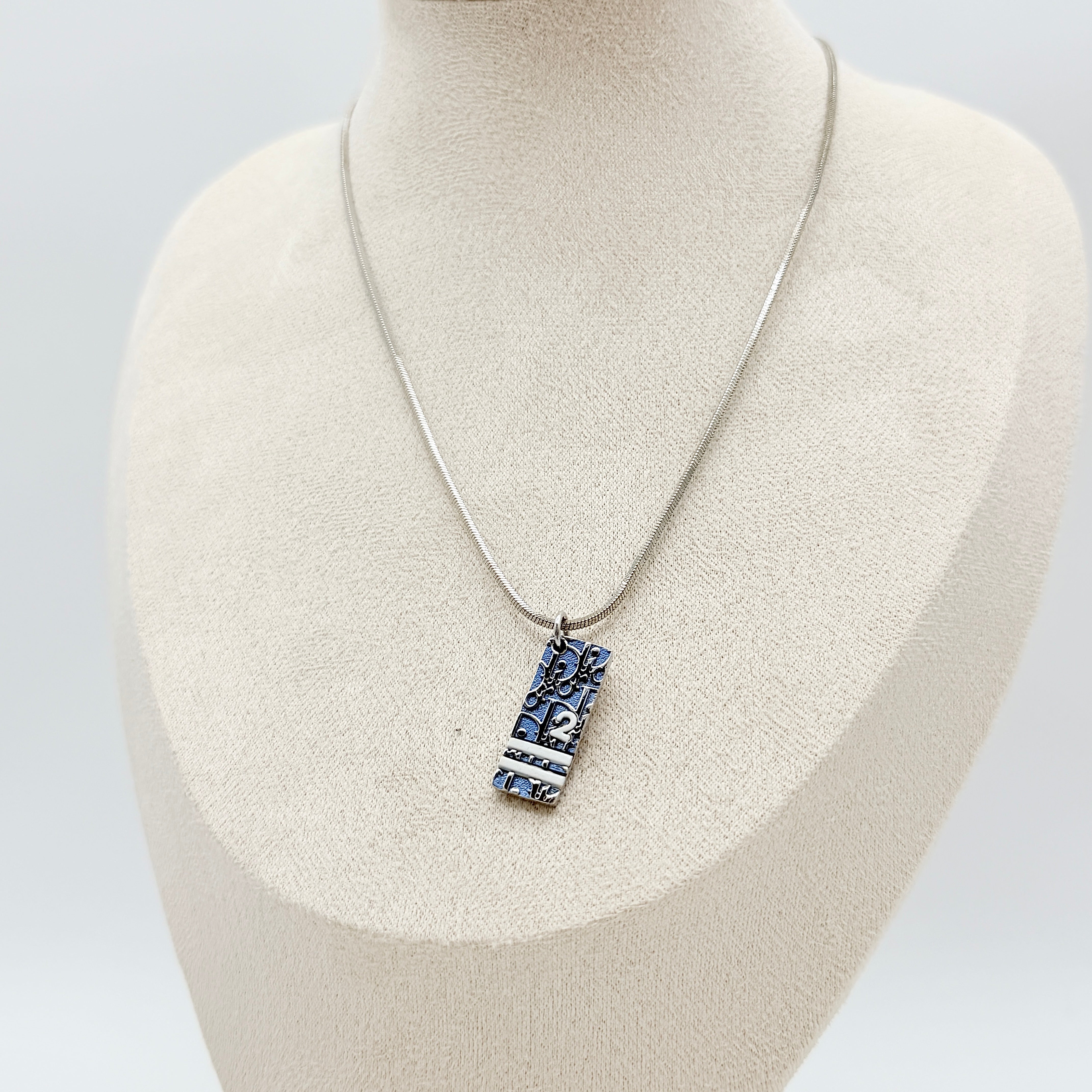 Christian Dior Trotter Pendant Necklace Blue