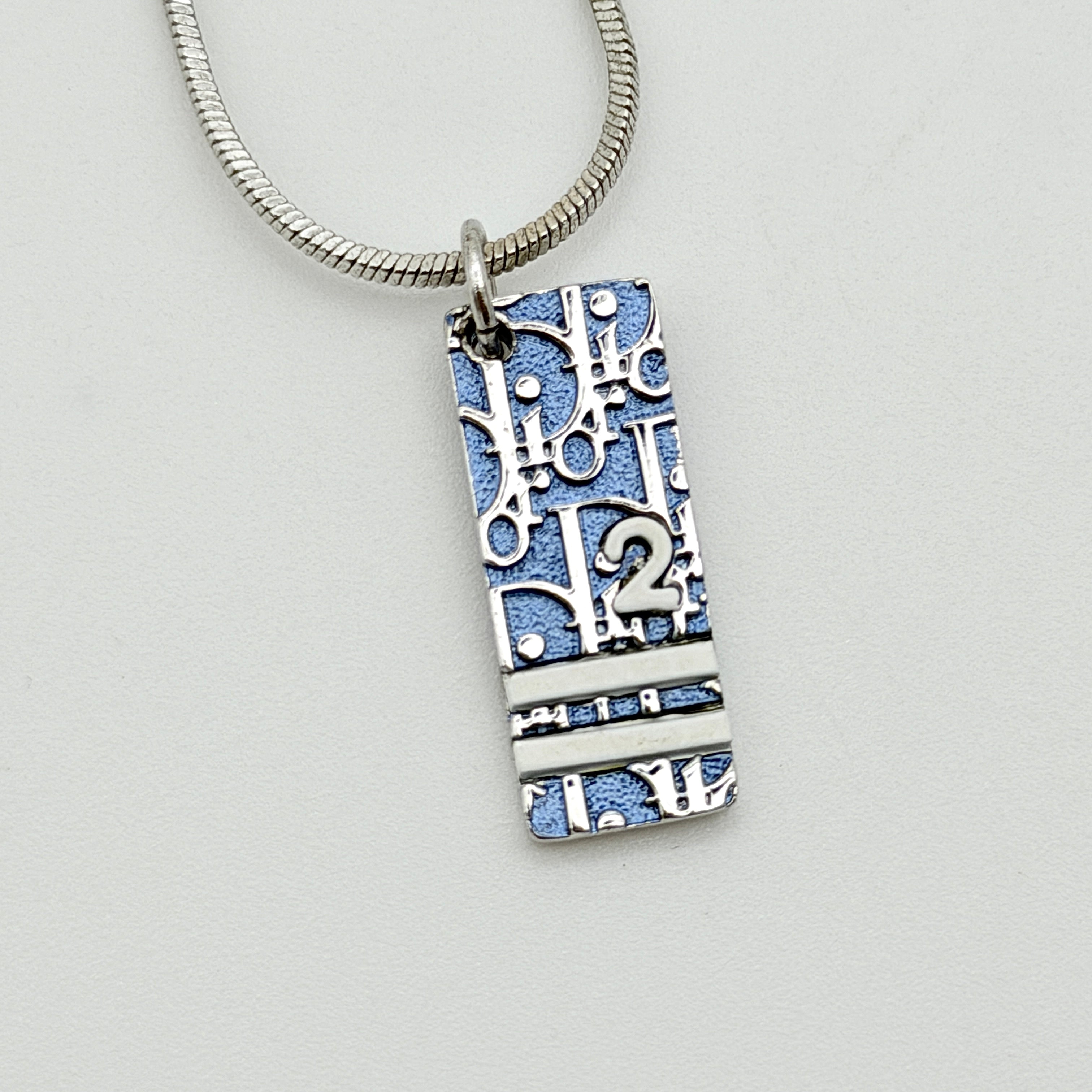 Christian Dior Trotter Pendant Necklace Blue