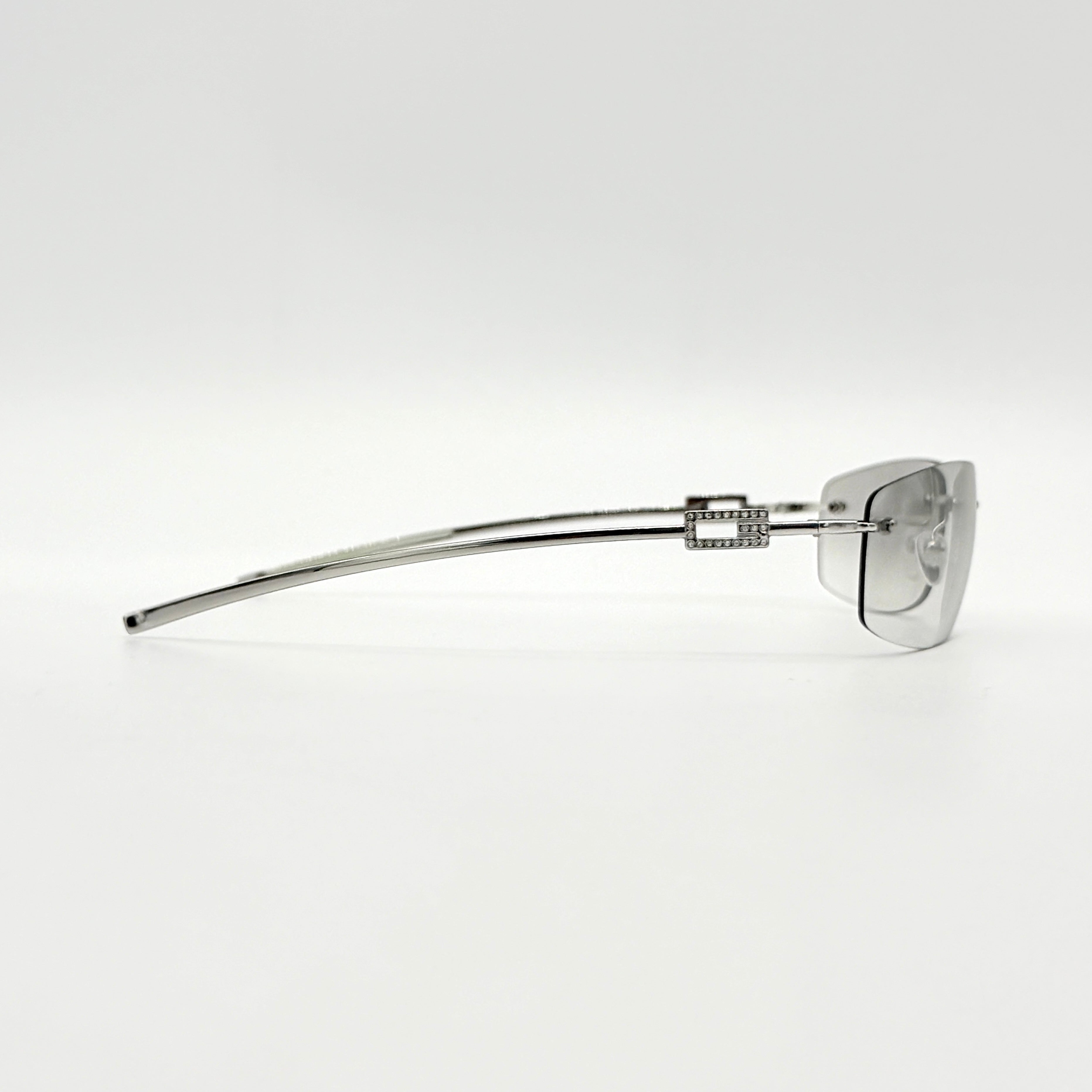 Gucci Y2K Rhinestone GG1784 Rimless Sunglasses Silver