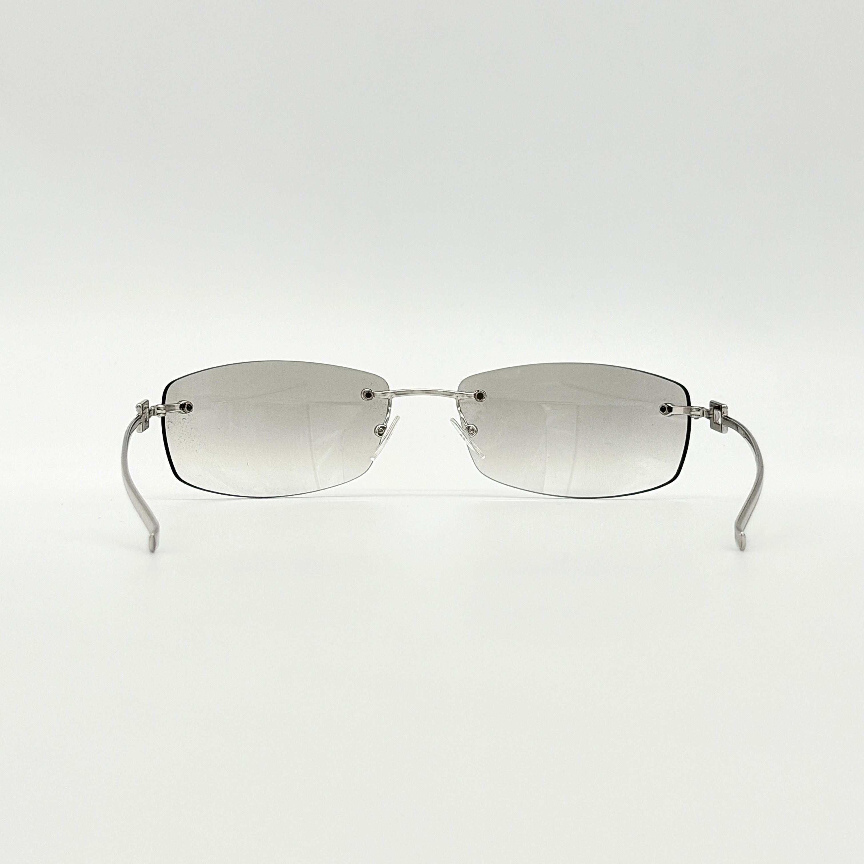 Gucci Y2K Rhinestone GG1784 Rimless Sunglasses Silver