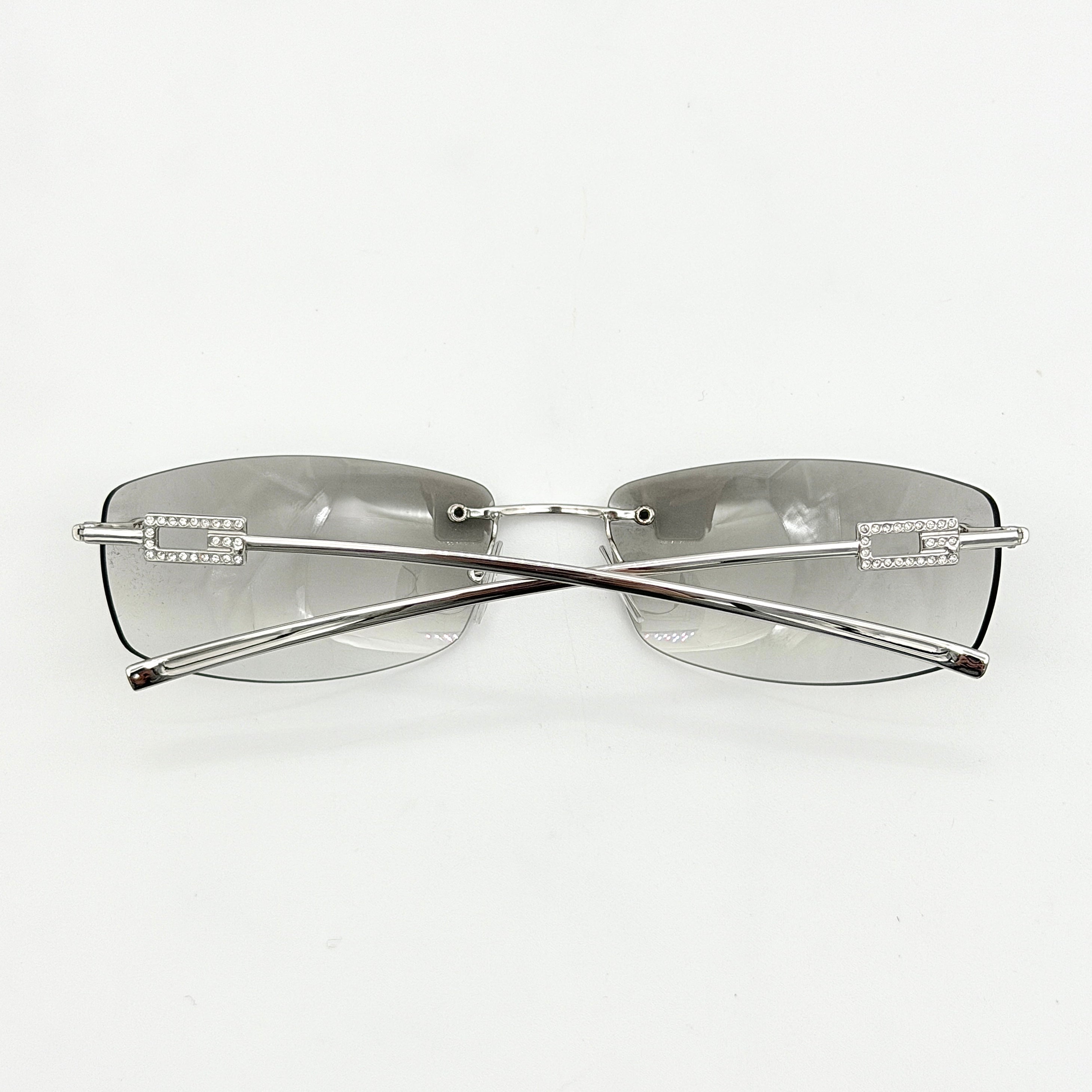 Gucci Y2K Rhinestone GG1784 Rimless Sunglasses Silver