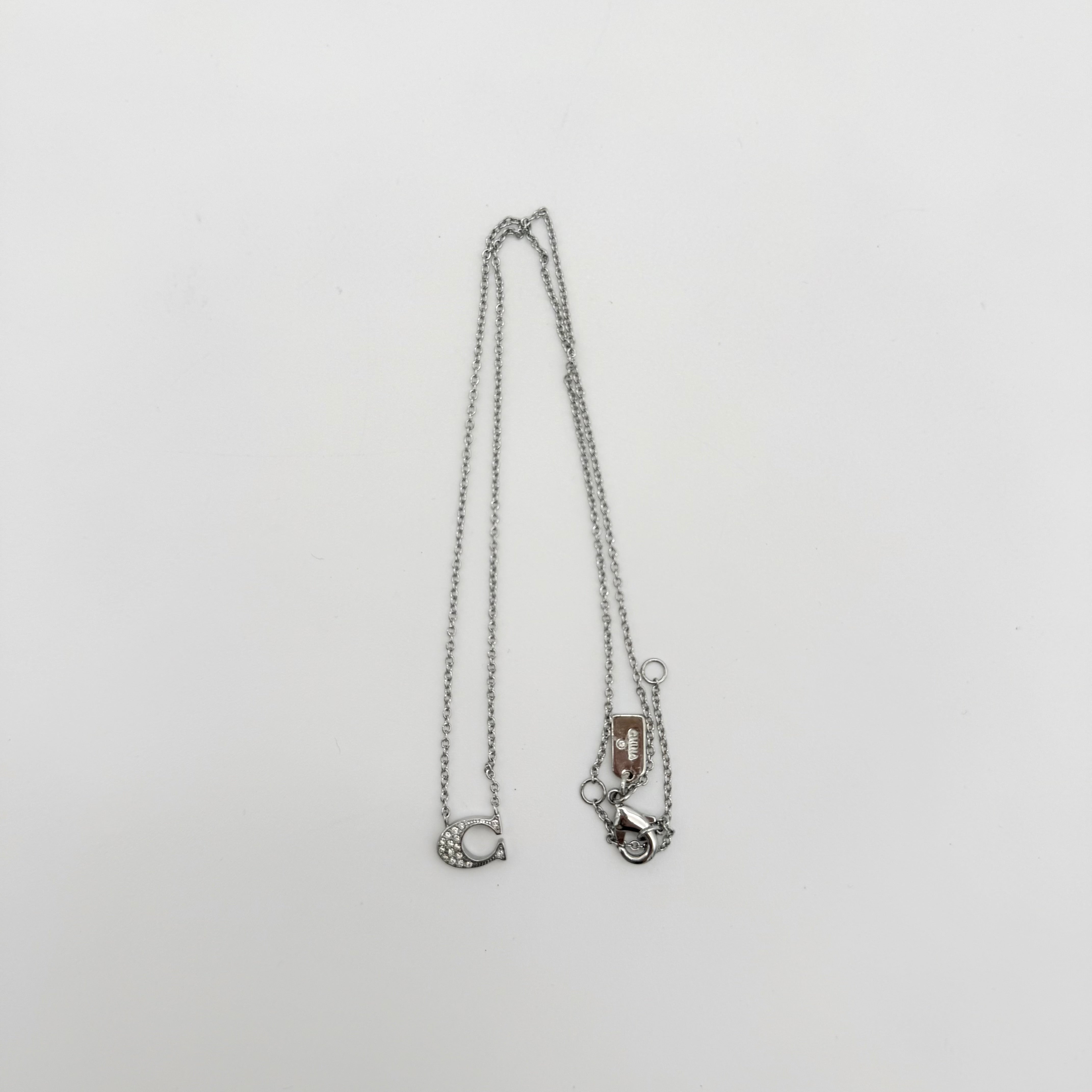 Coach Signature C Crystal Necklace Silver