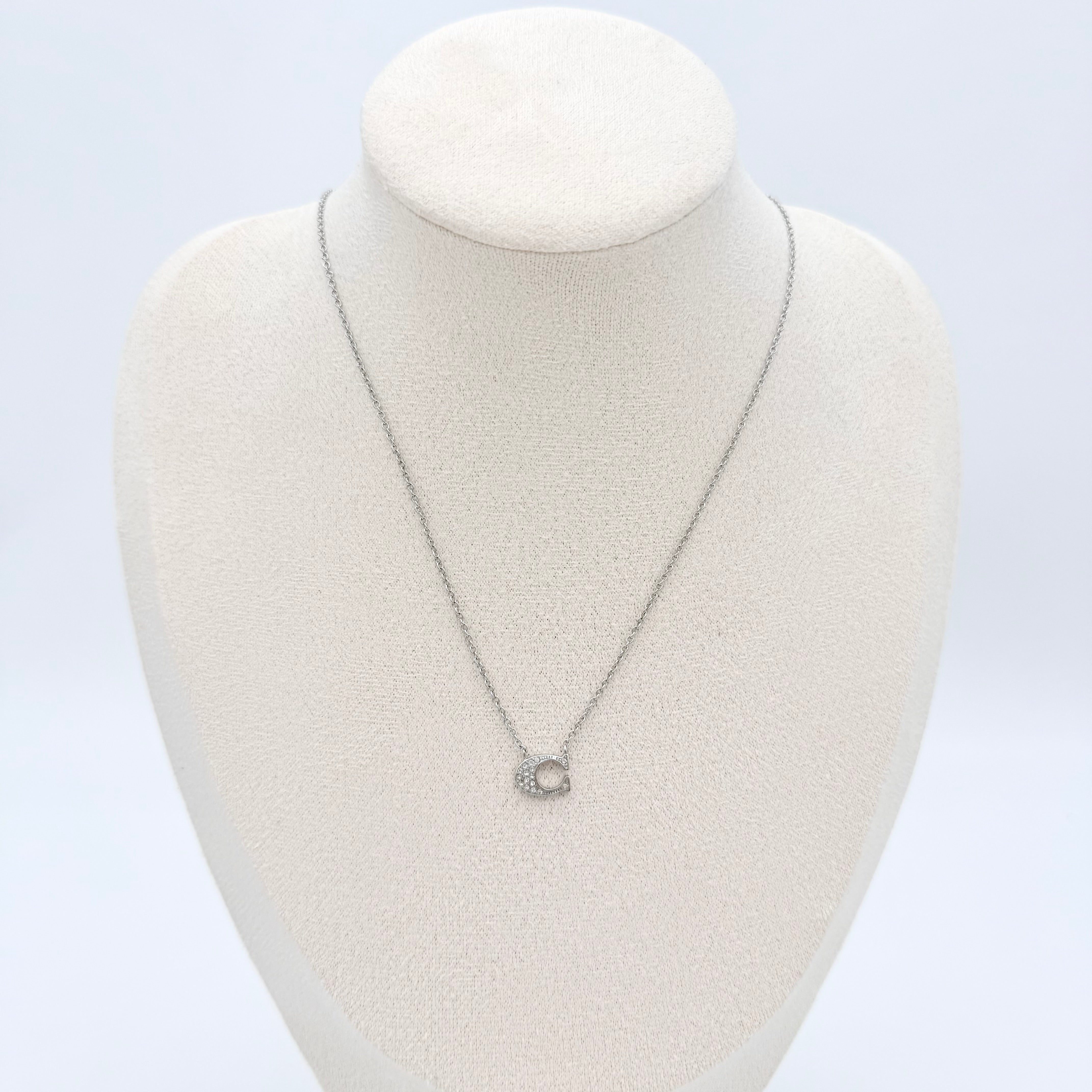 Coach Signature C Crystal Necklace Silver
