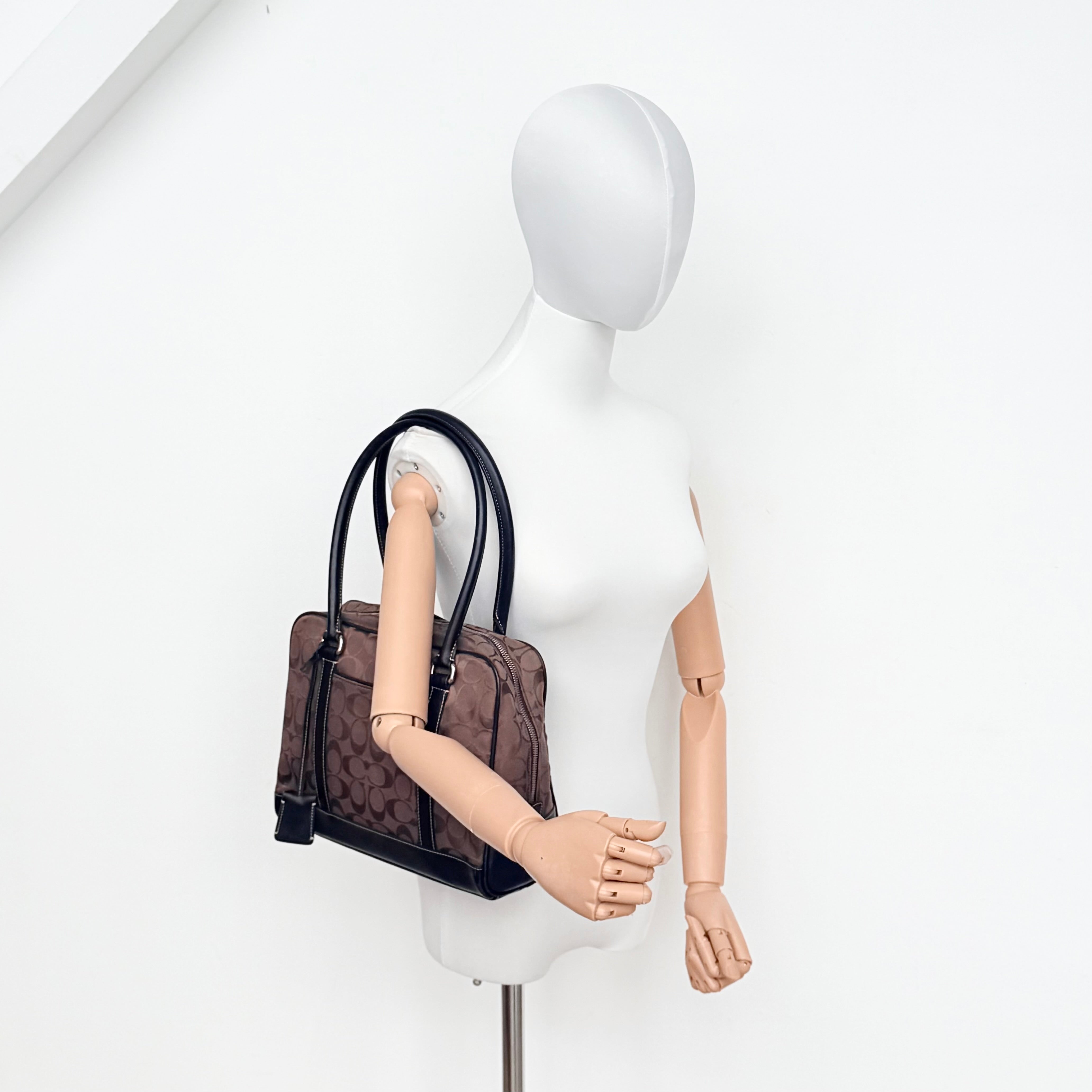 Coach Signature Canvas Satchel Handbag Brown/Black